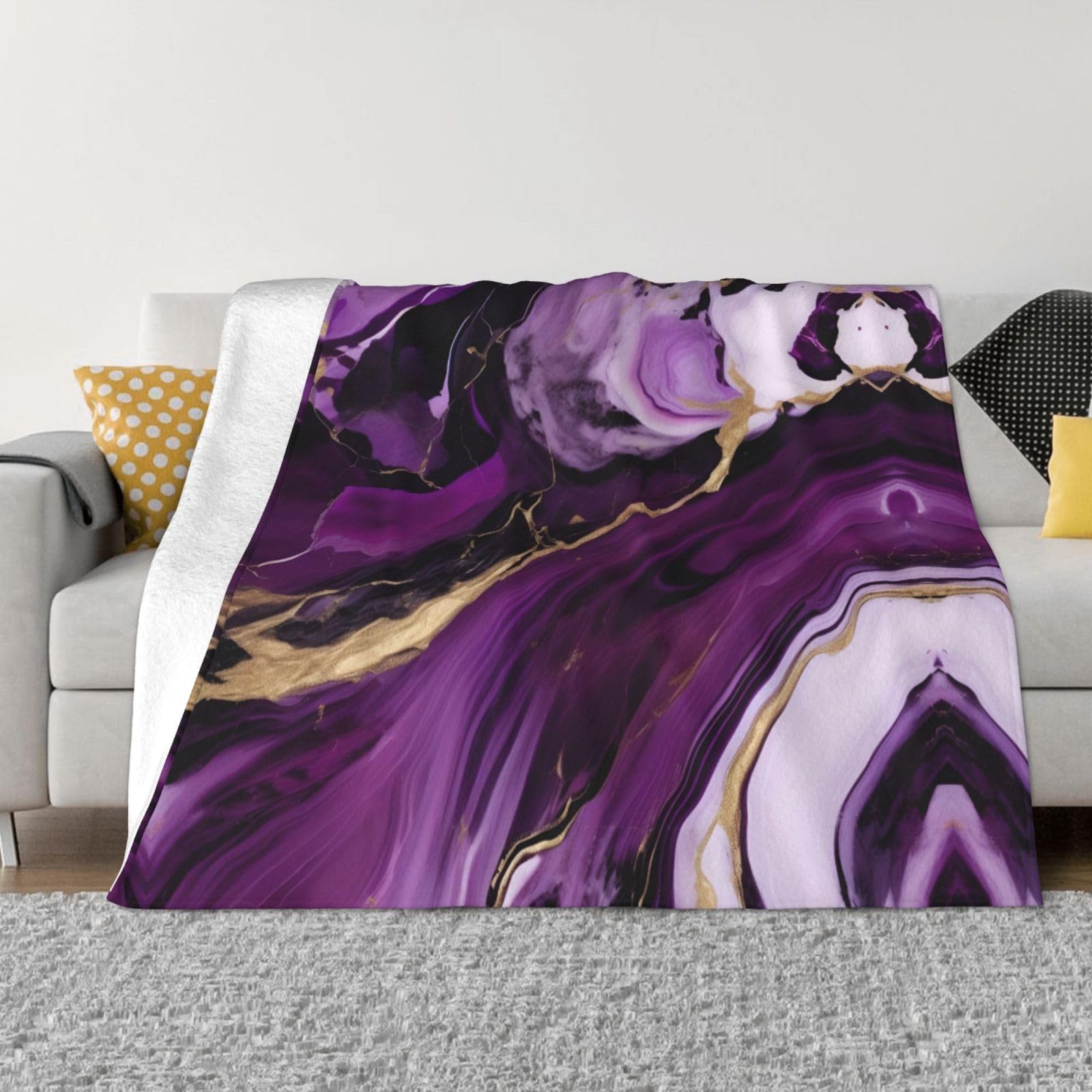 Couverture en flanelle douce haut de gamme couleur violet foncé