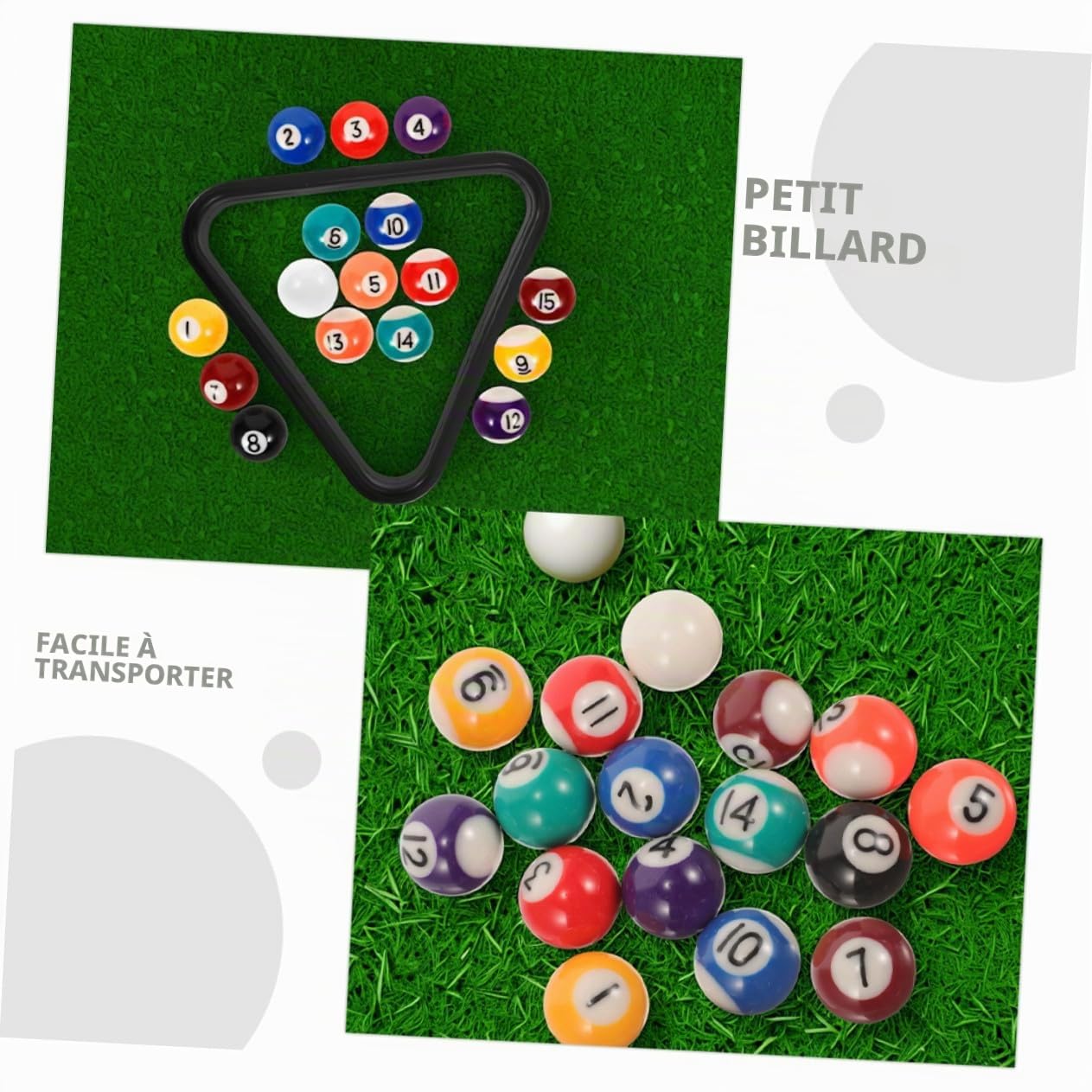 Lot de 17 Mini Boules De Billard en Résine avec Triangle, Compact Et Portable, Conçu pour Garçon Et Filles, Coordination Améliorée, Adapté Maison Et École, Jeu Éducatif Et Récréati