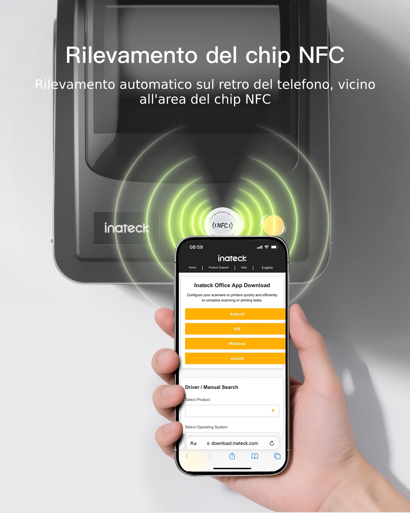 Inateck Stampante per Etichette Bluetooth, Stampante Termica DHL, 4 x 6, Etichettatrice per Codice a Barre, Amazon, Etsy, Shopify, DHL, FedEx, UPS ecc., con etichette, PR50, nero