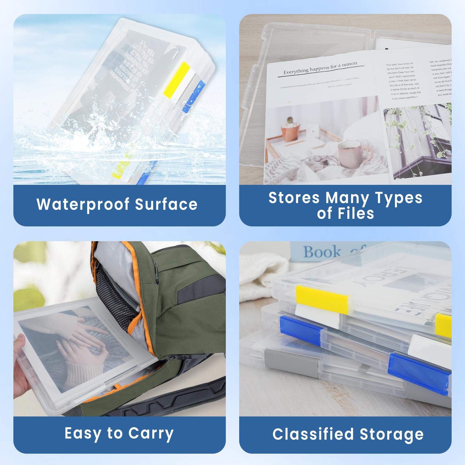 MOAMUN 8 PCS A4 Storage Boxes With Lids And Plastic Wallets - View #5