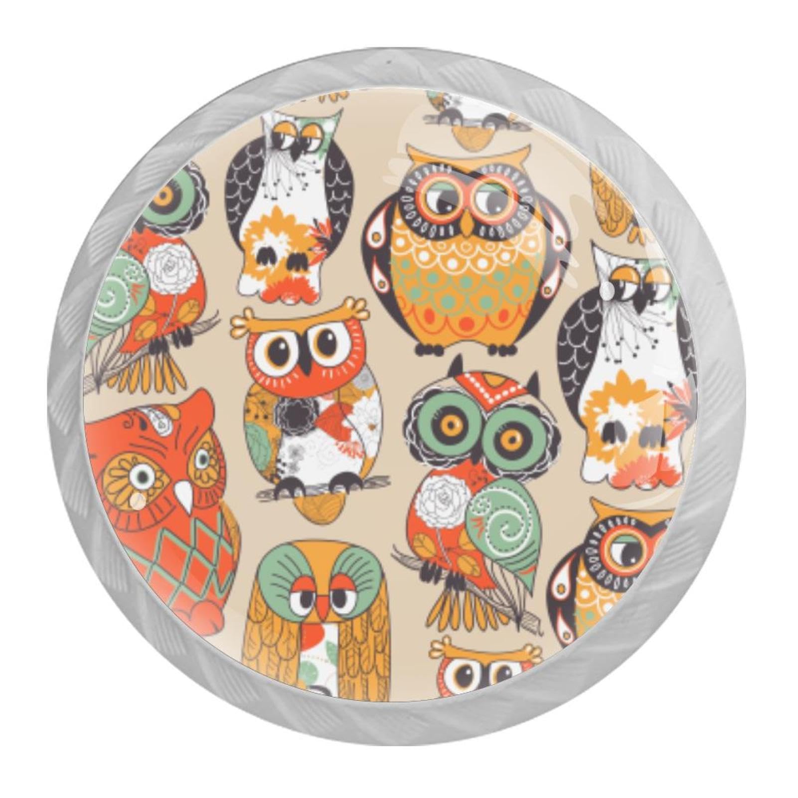 Tqmspg 4 Pieces Drawer Pulls Ethnic Owls Door Knobs Dresser Handles for Kitchen Wardrobe Cupboard Hardware Furniture