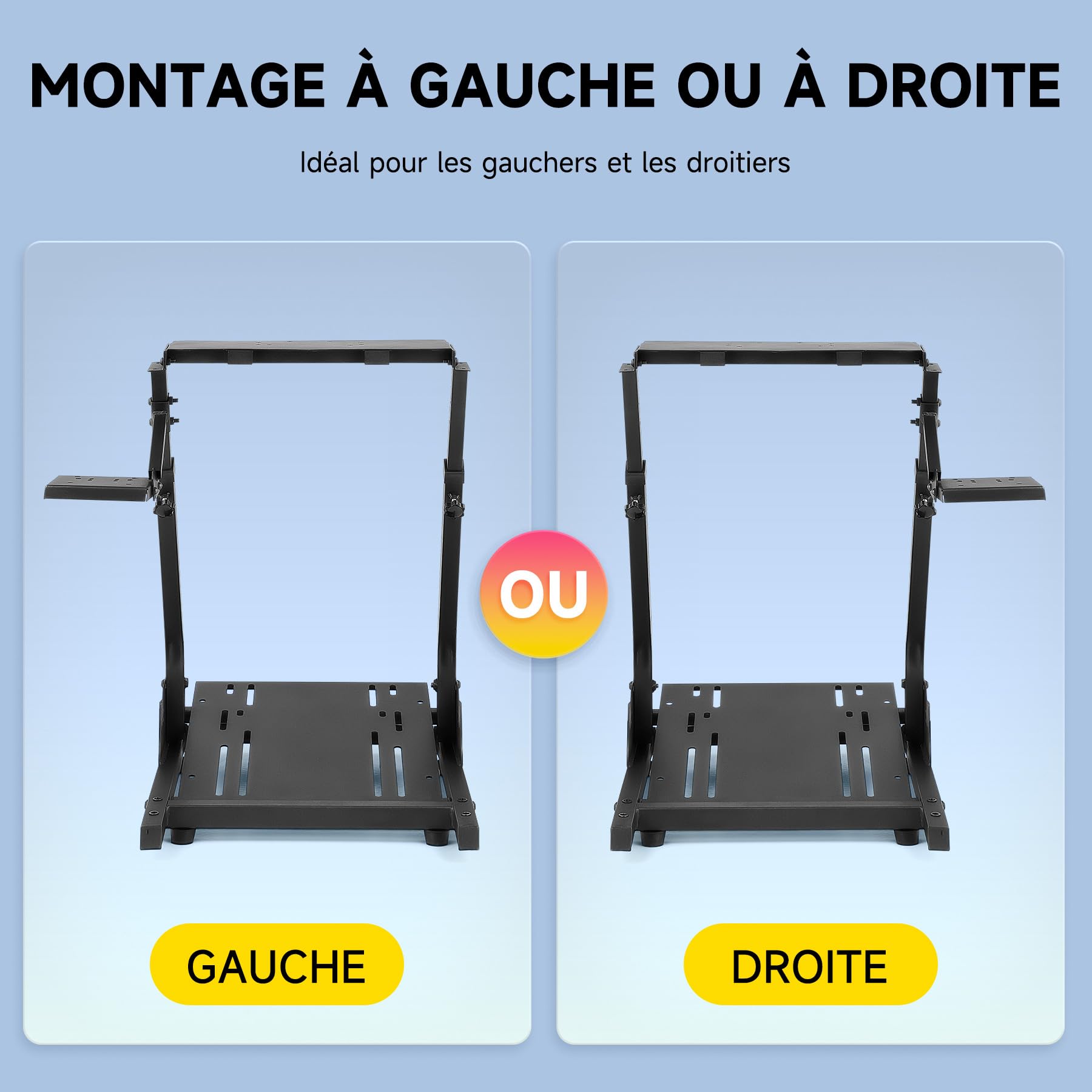CO-Z Support de Volant Pliable pour Logitech G25, G27, G29, G920, Thrustmaster T80, T150, TX, etc. Support Volant PS3 PS4 Hauteur Réglable sans Pédales ni Volant