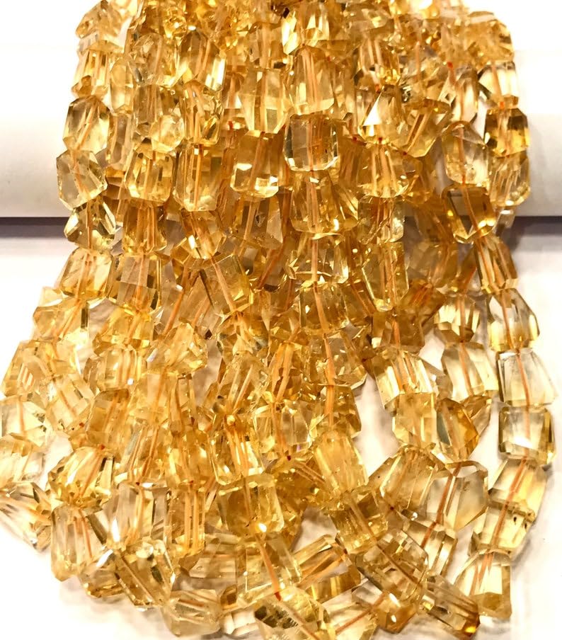Perles à facettes en citrine naturelle 9x10-10x13mm de long pour fabrication de bijoux