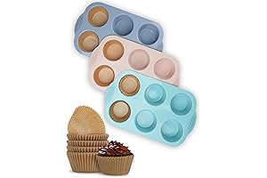Silicone Baking Muffin Pan - Pack of 3 with 100 Natural Cupcake Liners