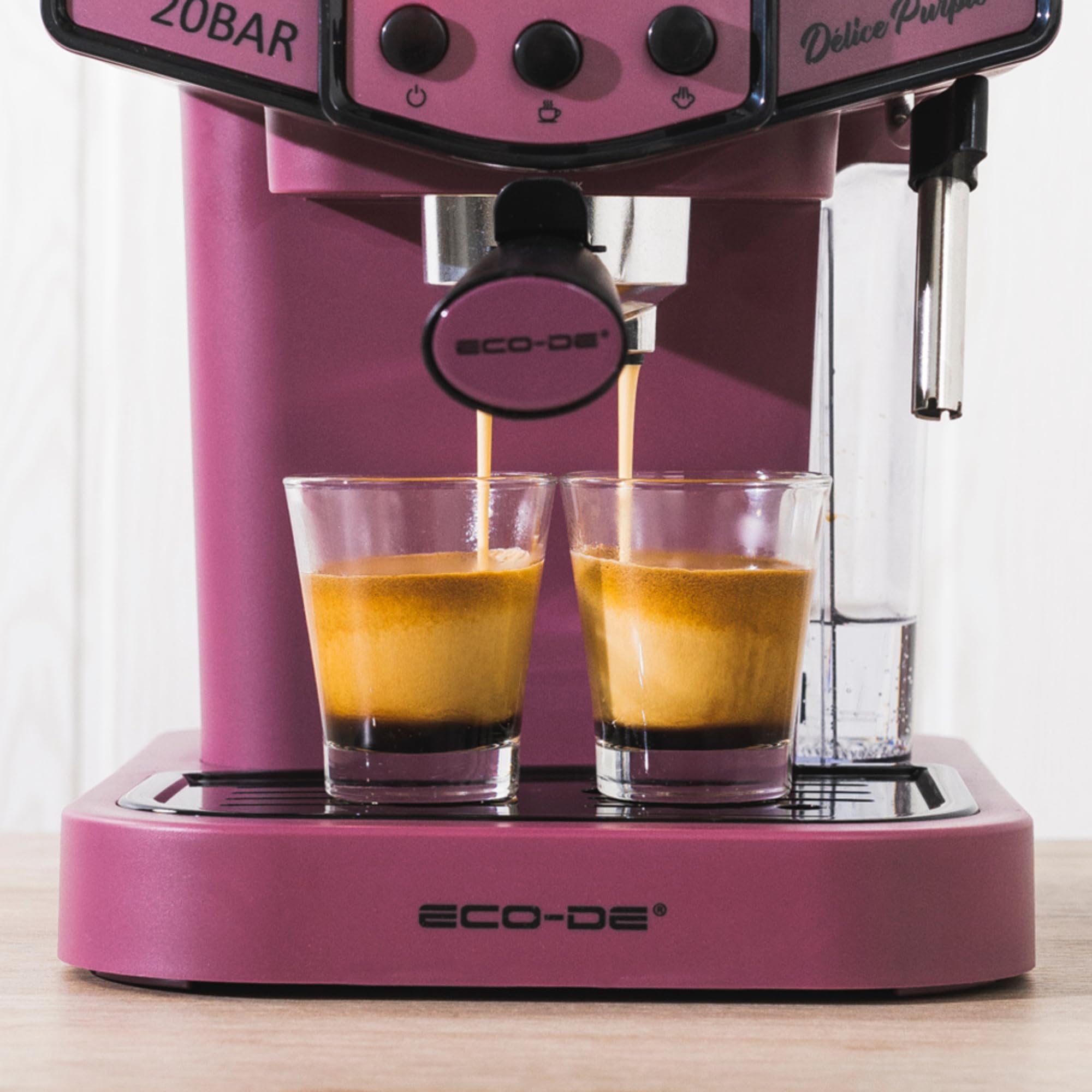 ECO-DE Macchina Caffè Cialde ESE 44 Espresso e Caffe Macinato in Polvere con Montalatte per Cappuccino, Tè o Infusioni – Coffee Machine 20 bar e Vaporizzatore in Acciaio – Disegno Stile Vintage