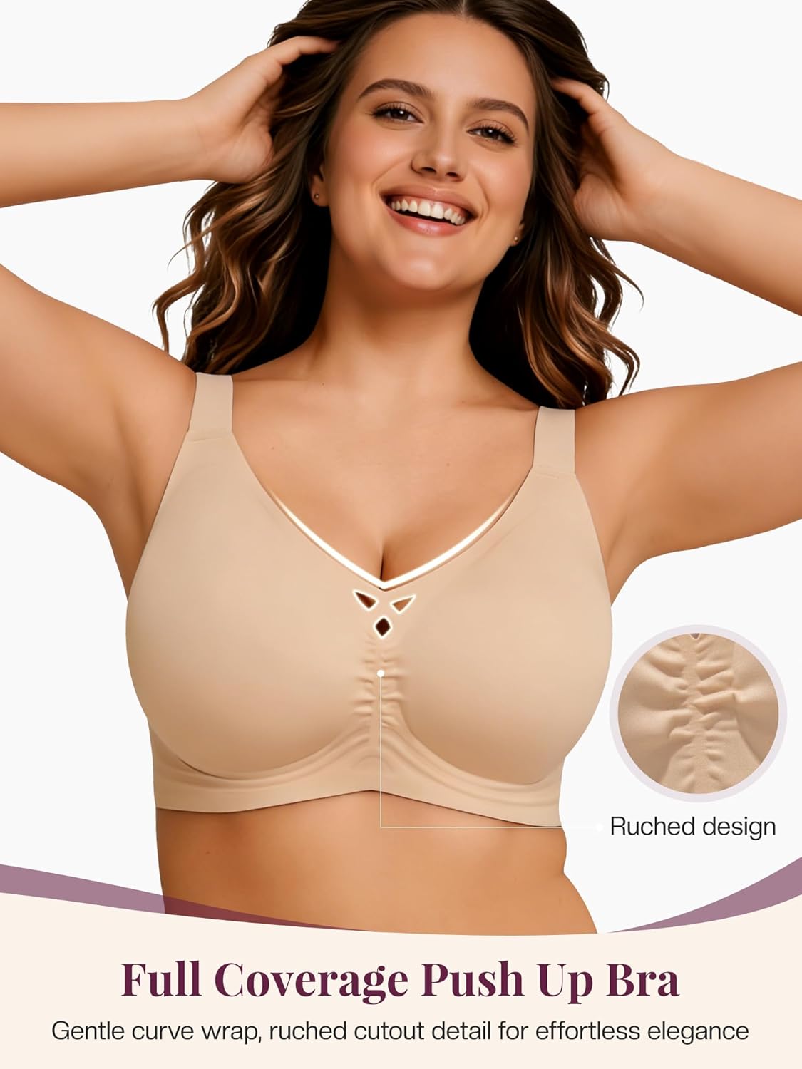 Wireless Jelly Bras for Women, Seamless Push Up T-Shirt Bra, Supportive Full Coverage Comfort Everyday Bralette - Image 3