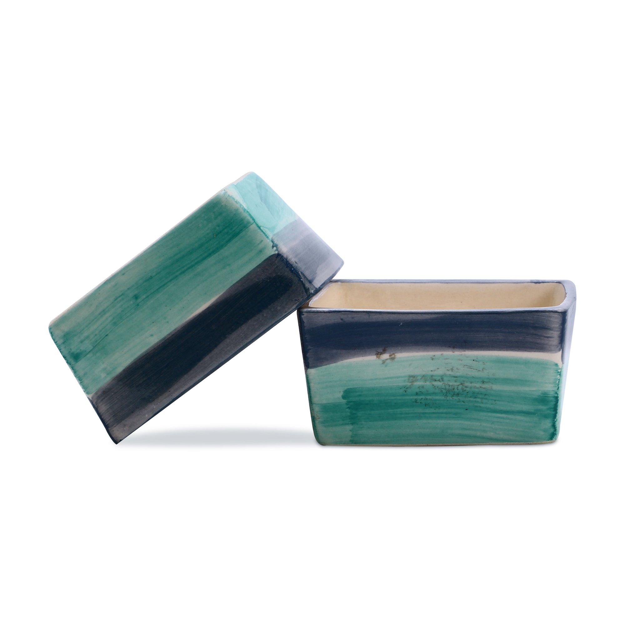 Caffeine Ceramic Handmade Sea Green Dip and Sauce (Set of 2)