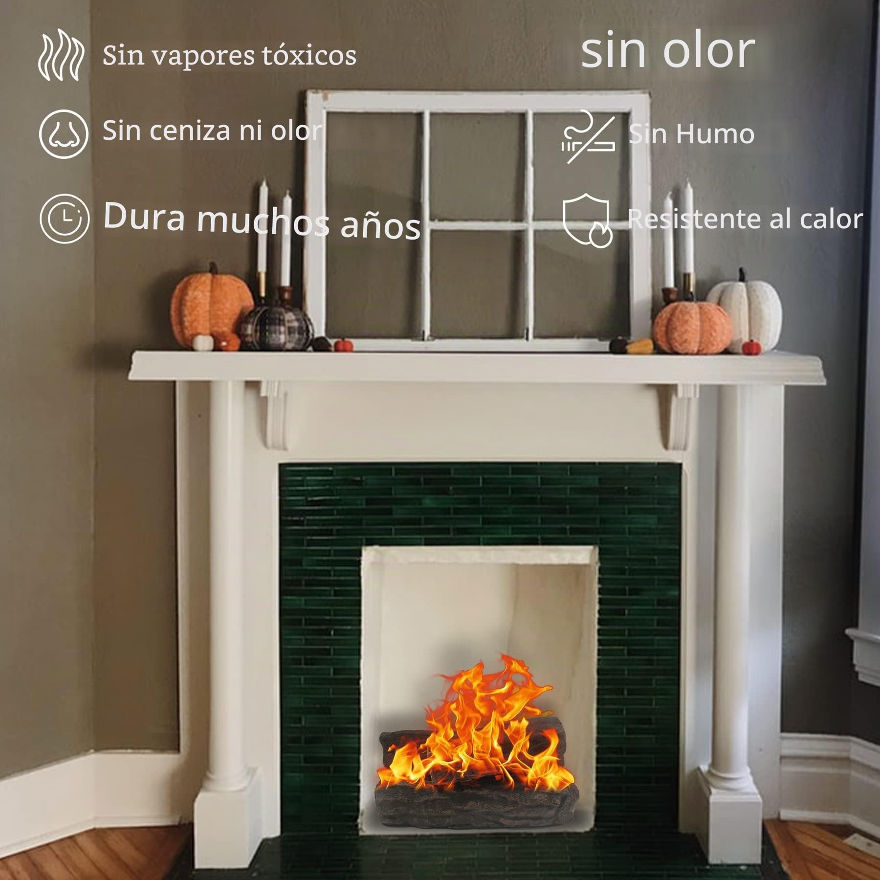 Madera de cerámica para chimeneas de bioetanol, Troncos de Gas, 10 Piezas de leña de cerámica Decorativa para Interiores y Exteriores, Insertos de Gas, ventilados, sin ventilación……