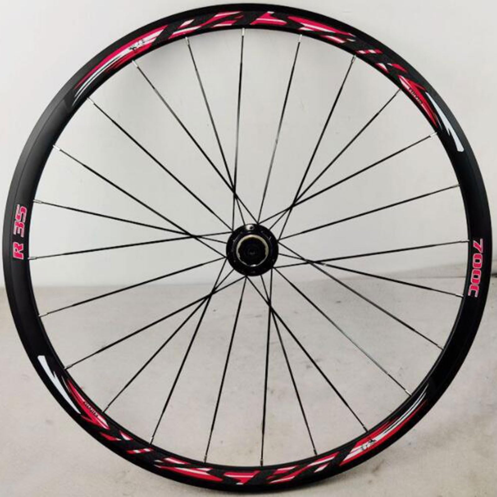 Zestaw kół do roweru szosowego ze stopu aluminium, hamulec C V 700C podwójne felgi ścienne 20/24 otwory płaska szprycha 8-12 prędkości szybkie zwalnianie zestaw kół (kolor: czarno-czerwony, rozmiar