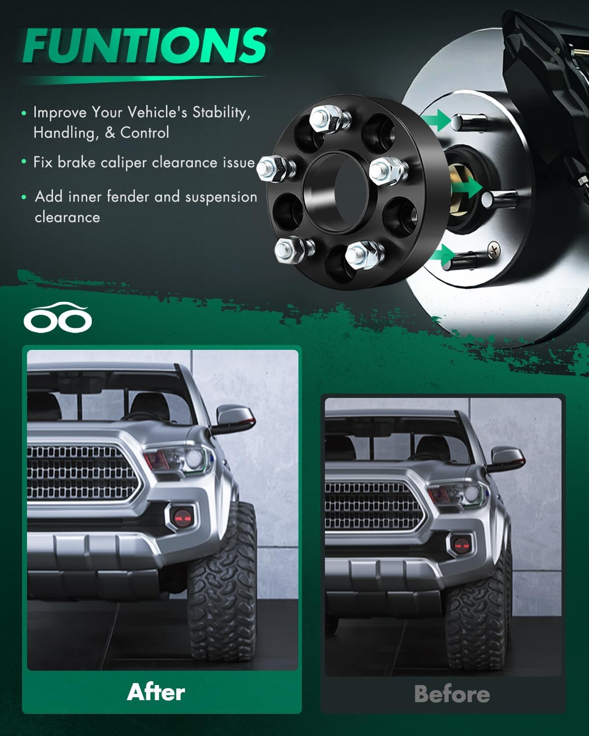 SCITOO 4pcs Wheel Spacers 1.5" 5x110 Bore 65.1mm Studs 12x1.25 5Lug Wheel Spacers Adapters Fit for for Jeep Cherokee for Jeep Compass for Jeep Renegade for Chrysler 200 for Dodge Dart for Fiat 500X