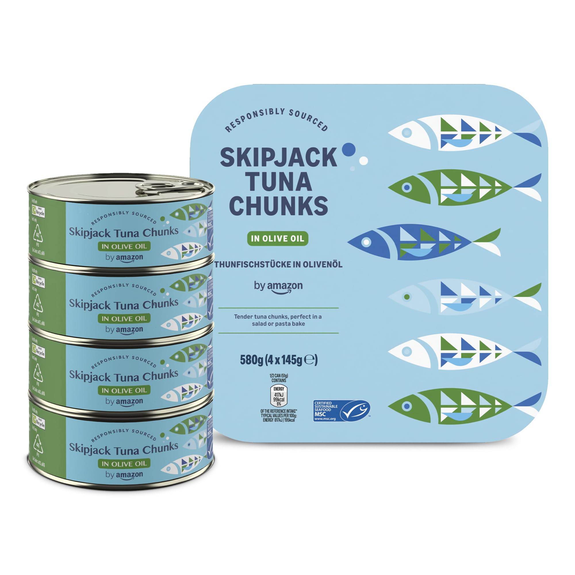 by Amazon Thunfischstücke in Olivenöl, 145g (4er-Pack)
