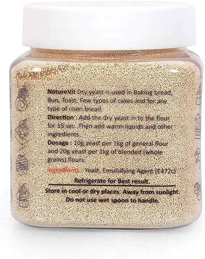 Crystal Nature VIT Baker's Active Instant Dry Yeast, 200g [Yeast for Baking Bread, Cake and Wine]