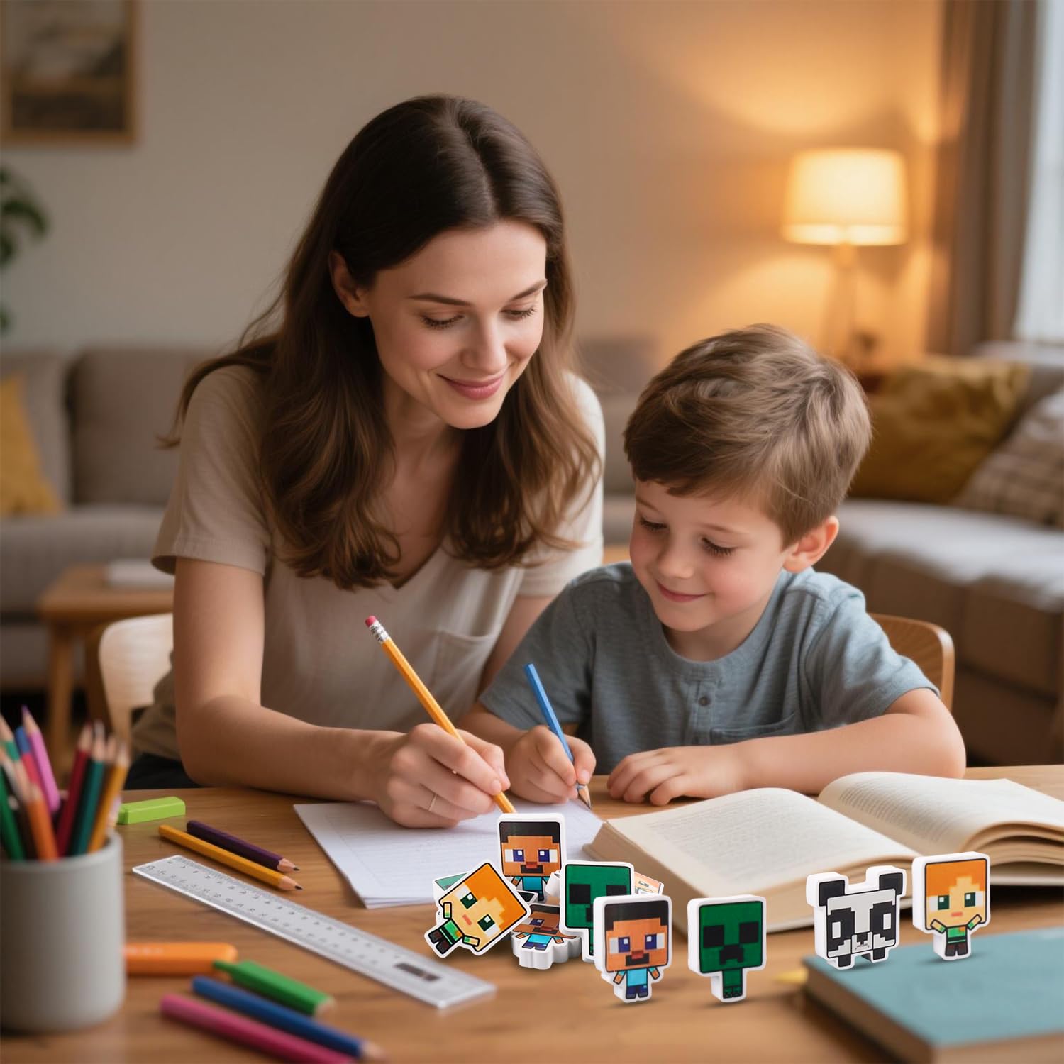 Gomas de Borrar 12 Piezas 1.9 in × 1.5 in Goma de Borrar, Borradores para Fiestas de Cumpleaños Infantiles, Regalos para Fiestas Temáticas de Jugadores para Niños, Material Escolar