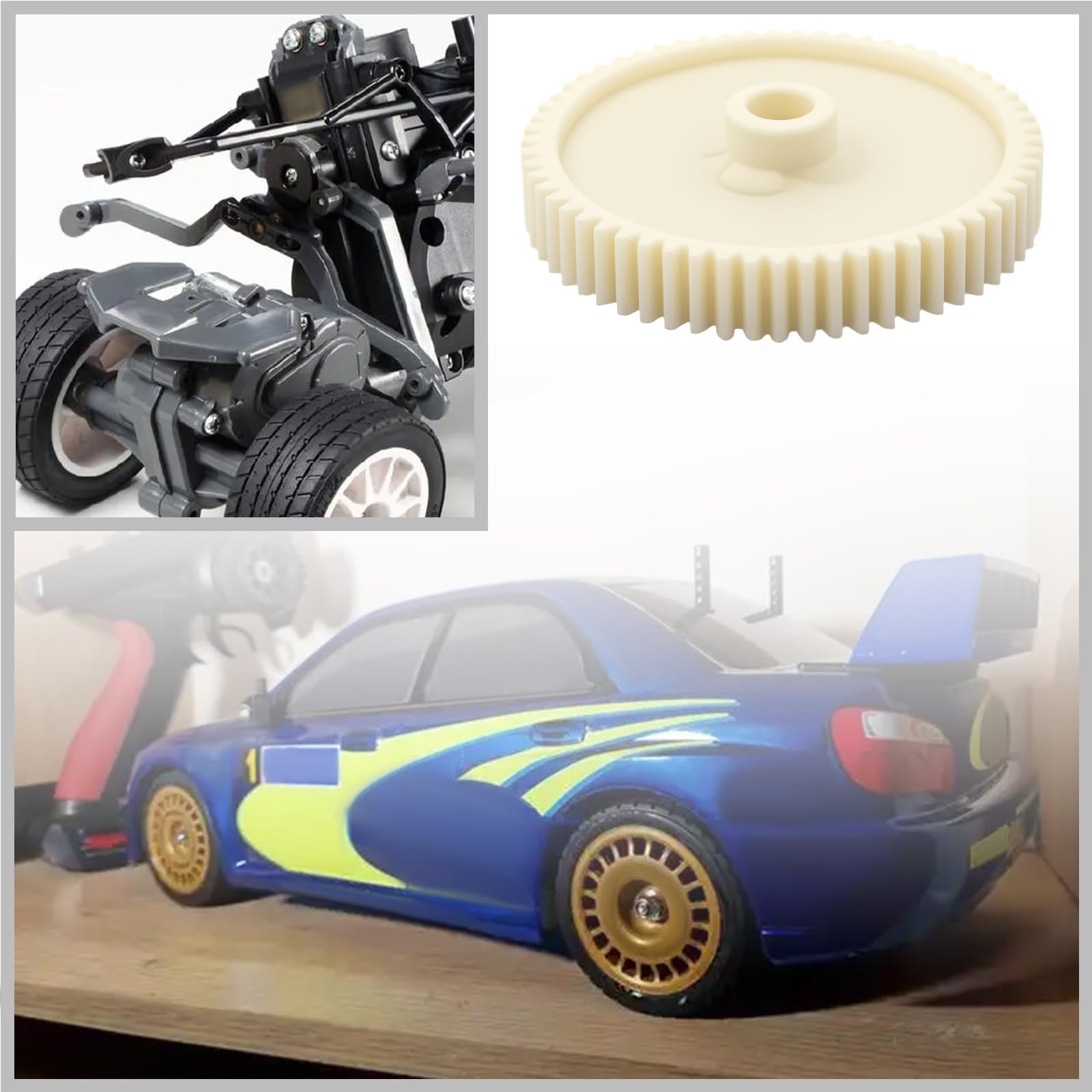 EMSea 2pcs 61T 1/10 Spur Gear Repair Part Compatible with T-amiya TT01 TT01D TT01E TT-01 RC Car Upgrade Parts Accessories Plastic - Image 2