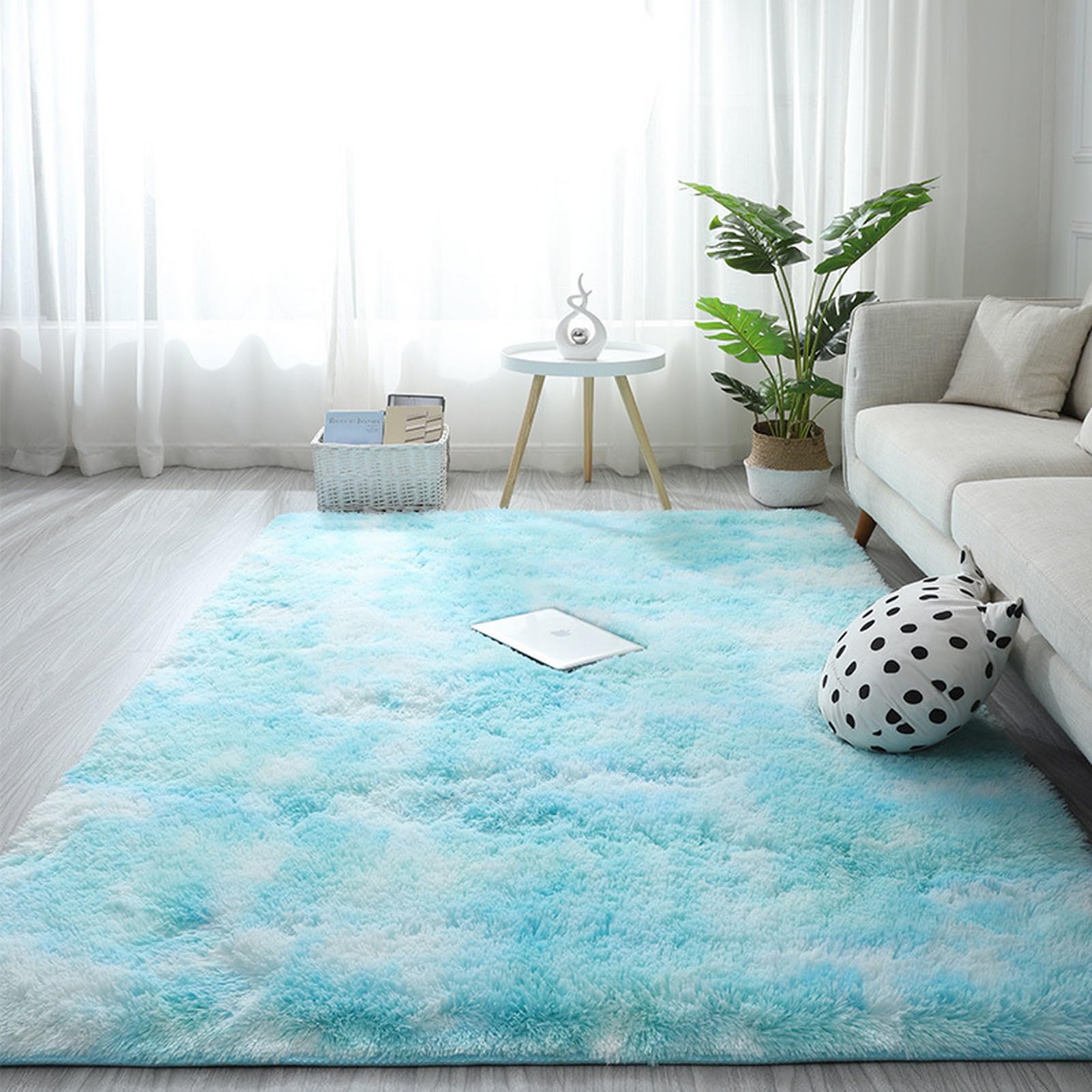 Tapis d'intérieur à poils longs marron foncé grand format 1,8 x 3 m