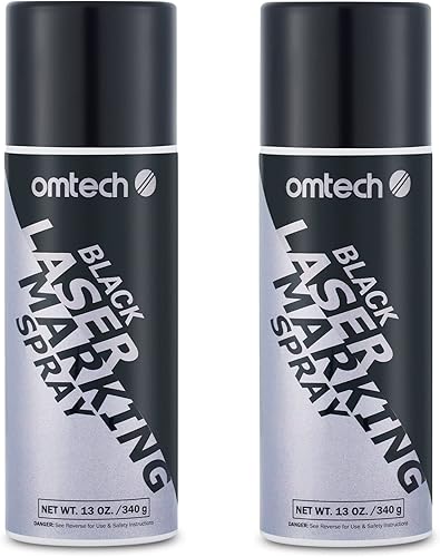 OMTech Spray de marcado láser, líquido de marcado láser de metal para grabadores láser de CO2, 2 aerosoles de 13 onzas de alto contraste para