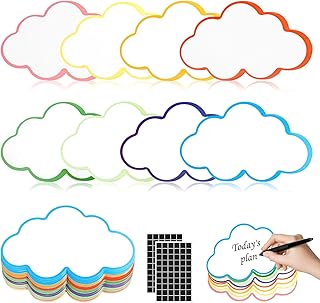 120 Stück Moderationskarten Wolken Bunt Moderationskarten Set Präsentationskarten mit 120 Selbstklebenden Klettband Karteikarten Wolken für Studium Büro Präsentationen Meetings und Mind Mapping