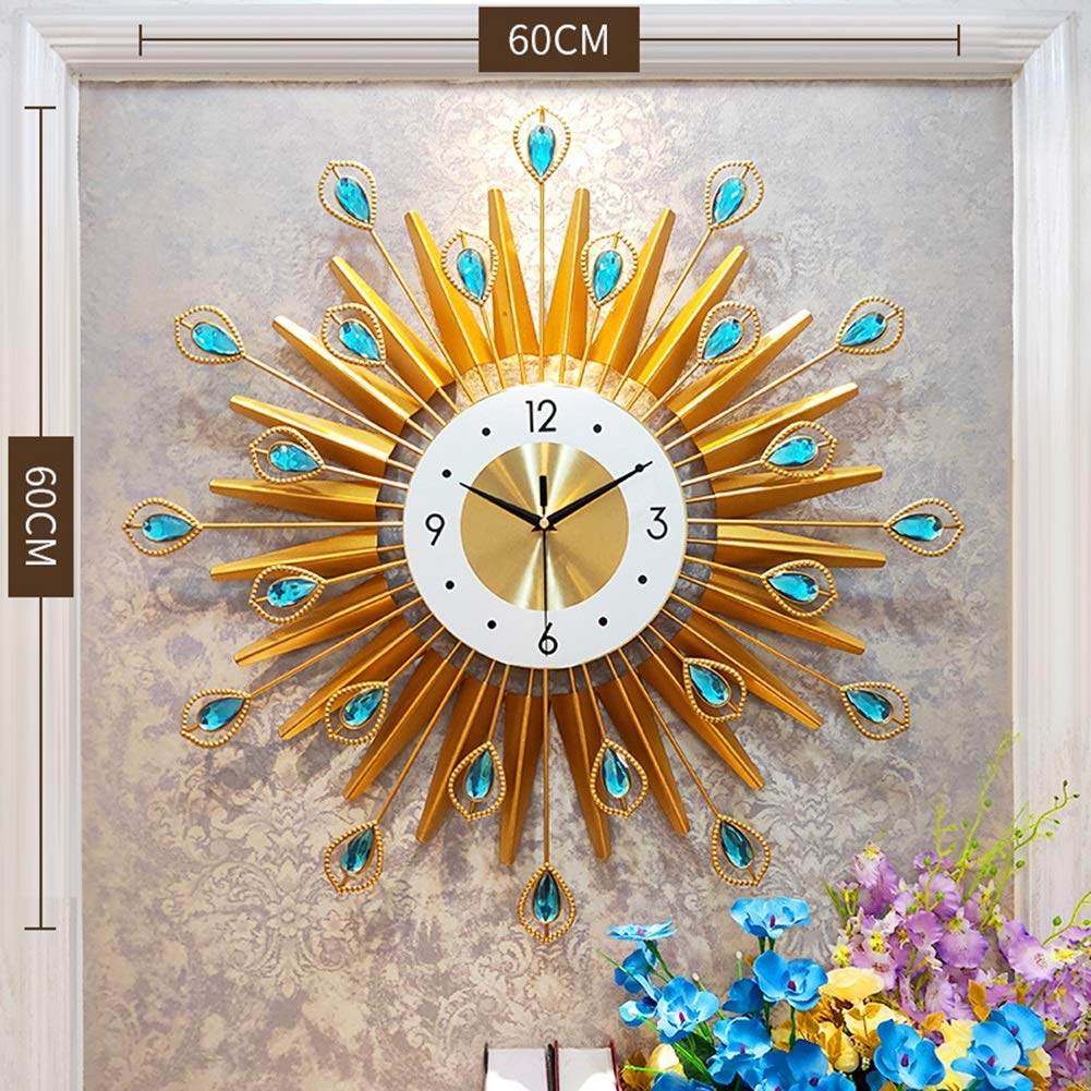 AUNEVN Relojes de Pared Relojes Colgantes Personalizados Sala de Estar Operada por Batería Cocina Cocina Moderna Metal Dorada Relojes Decorativos