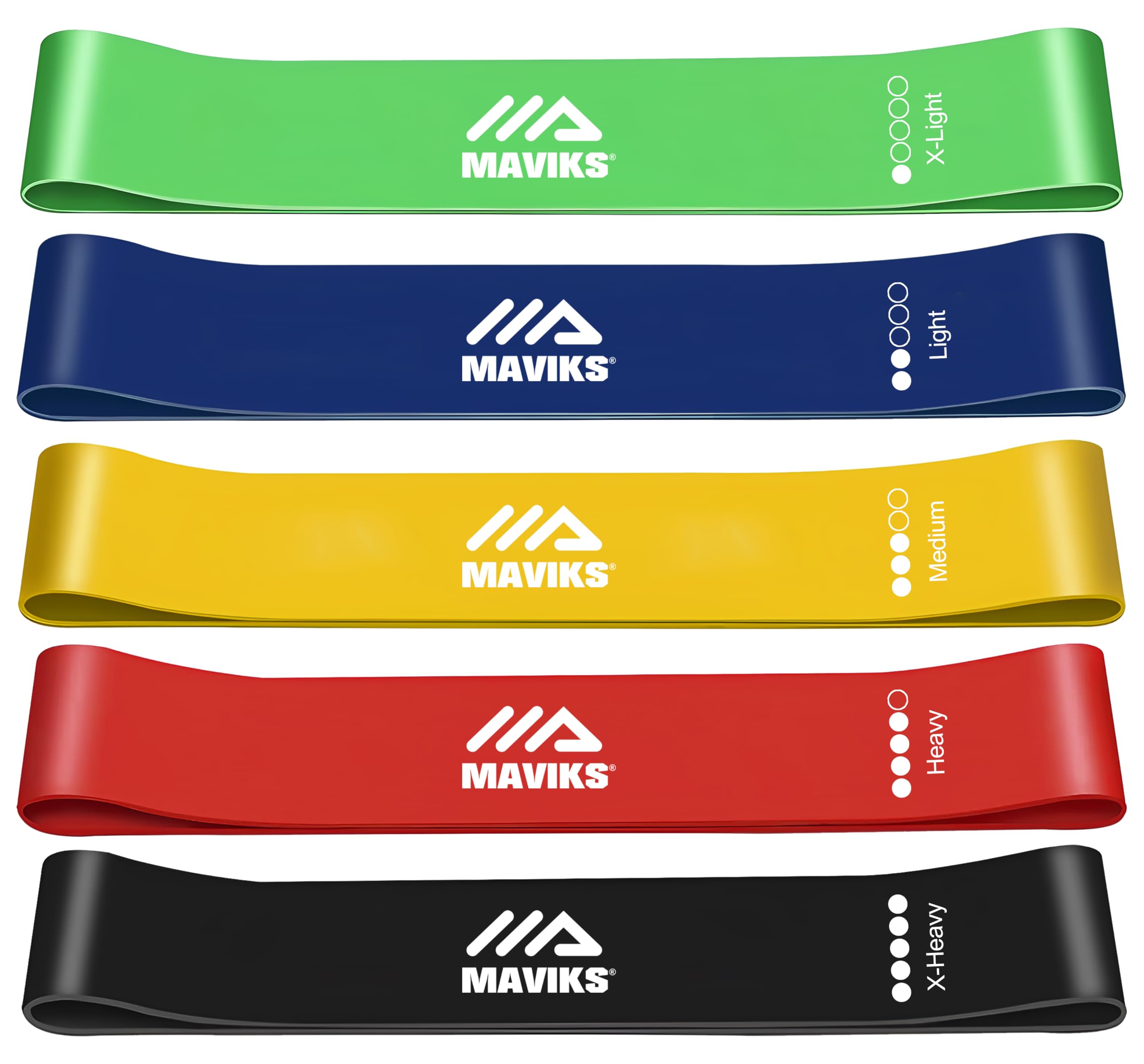 MAVIKS Exercise Bands Resistance Bands for Working Out Set of 5 Stretch Bands - Image 2