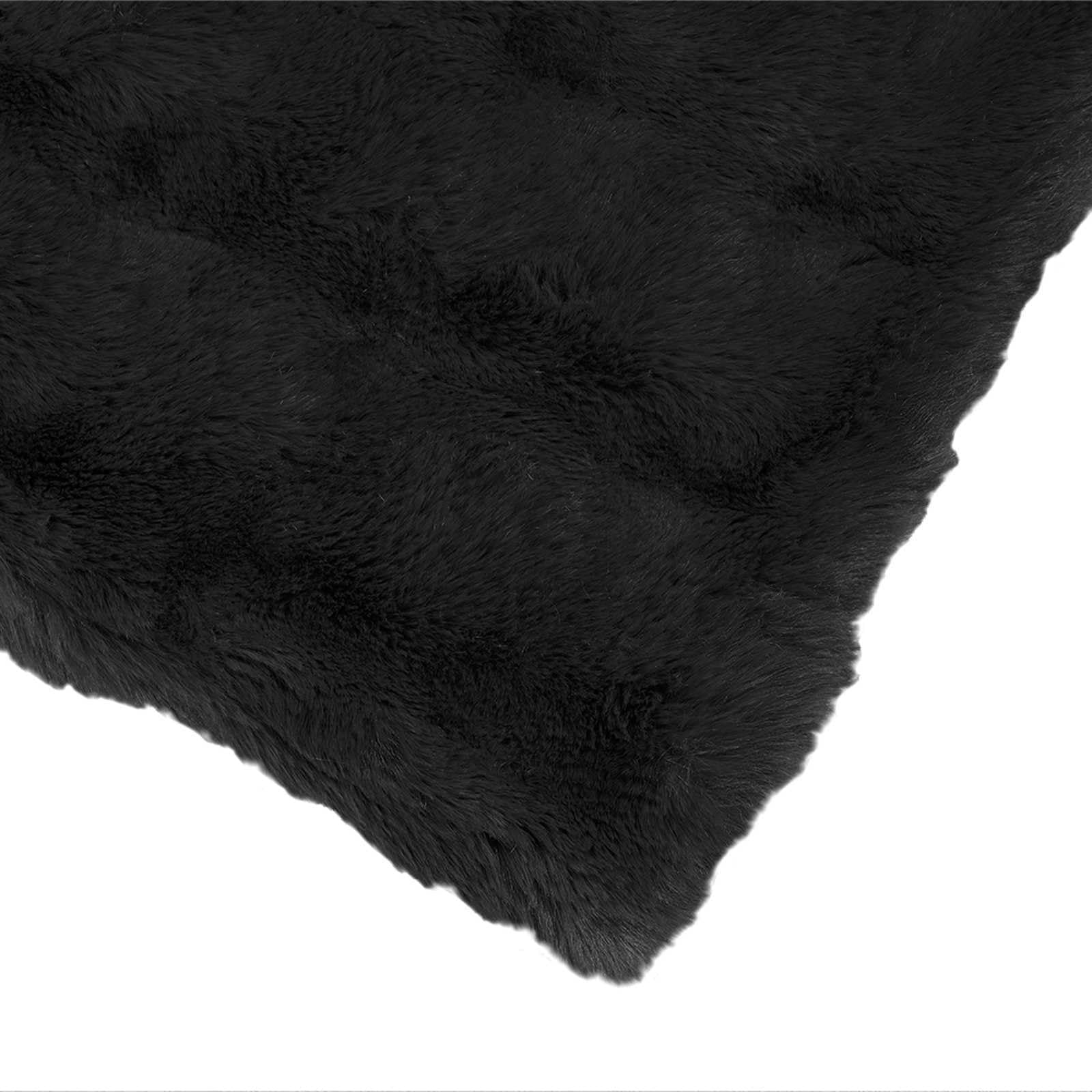 Manta antideslizante de piel de conejo sintético negro, 130 x 150 cm, suave y esponjosa, transpirable y agradable al tacto, ideal como manta para sofá, cama y salón