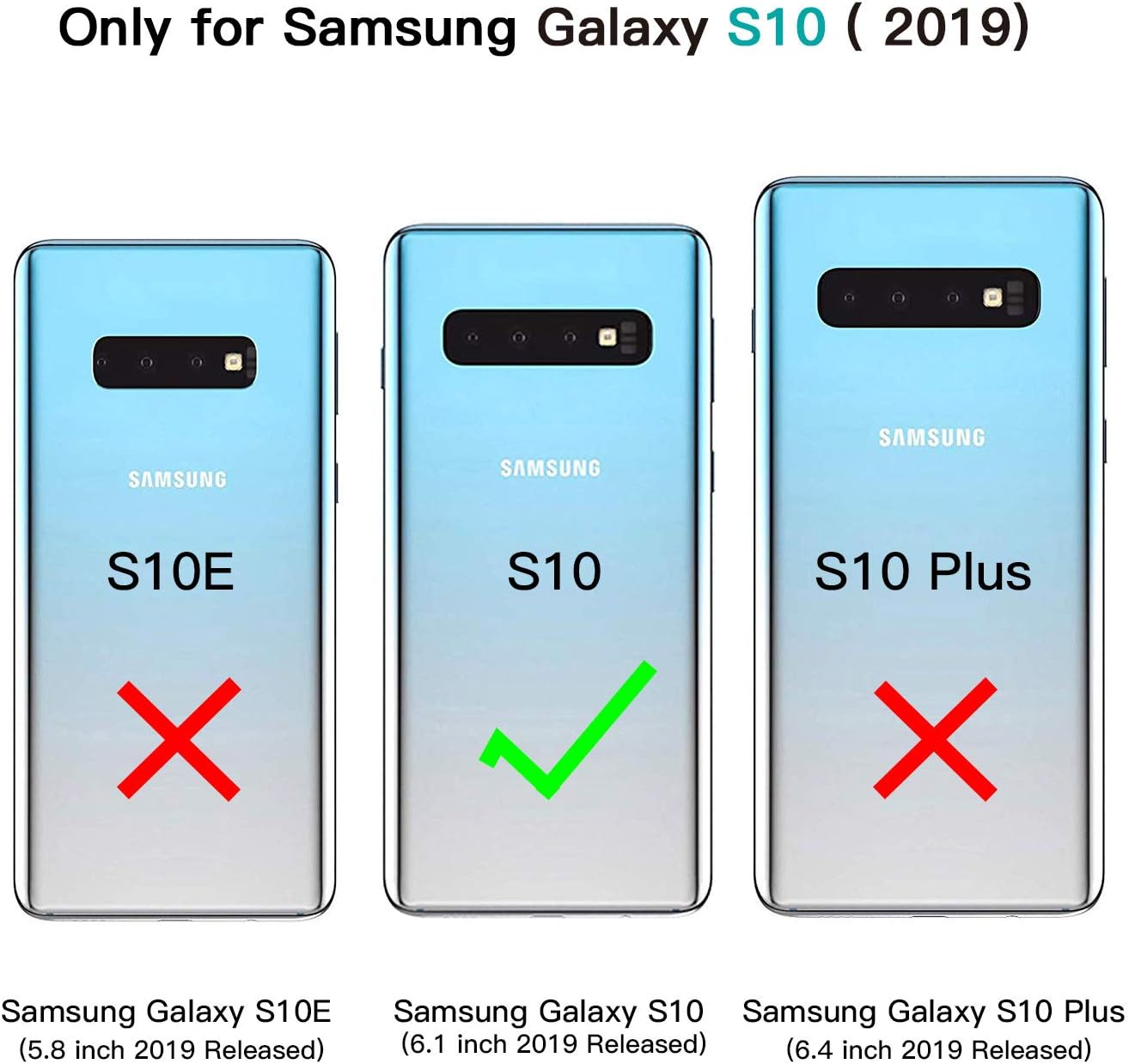 Temdan Samsung Galaxy S10 Case, Built-in Screen Protector Full Body Protect Support Wireless Charging,Heavy Duty Dropproof Shockproof Case for Samsung Galaxy S10 2019 (Clear/Black)