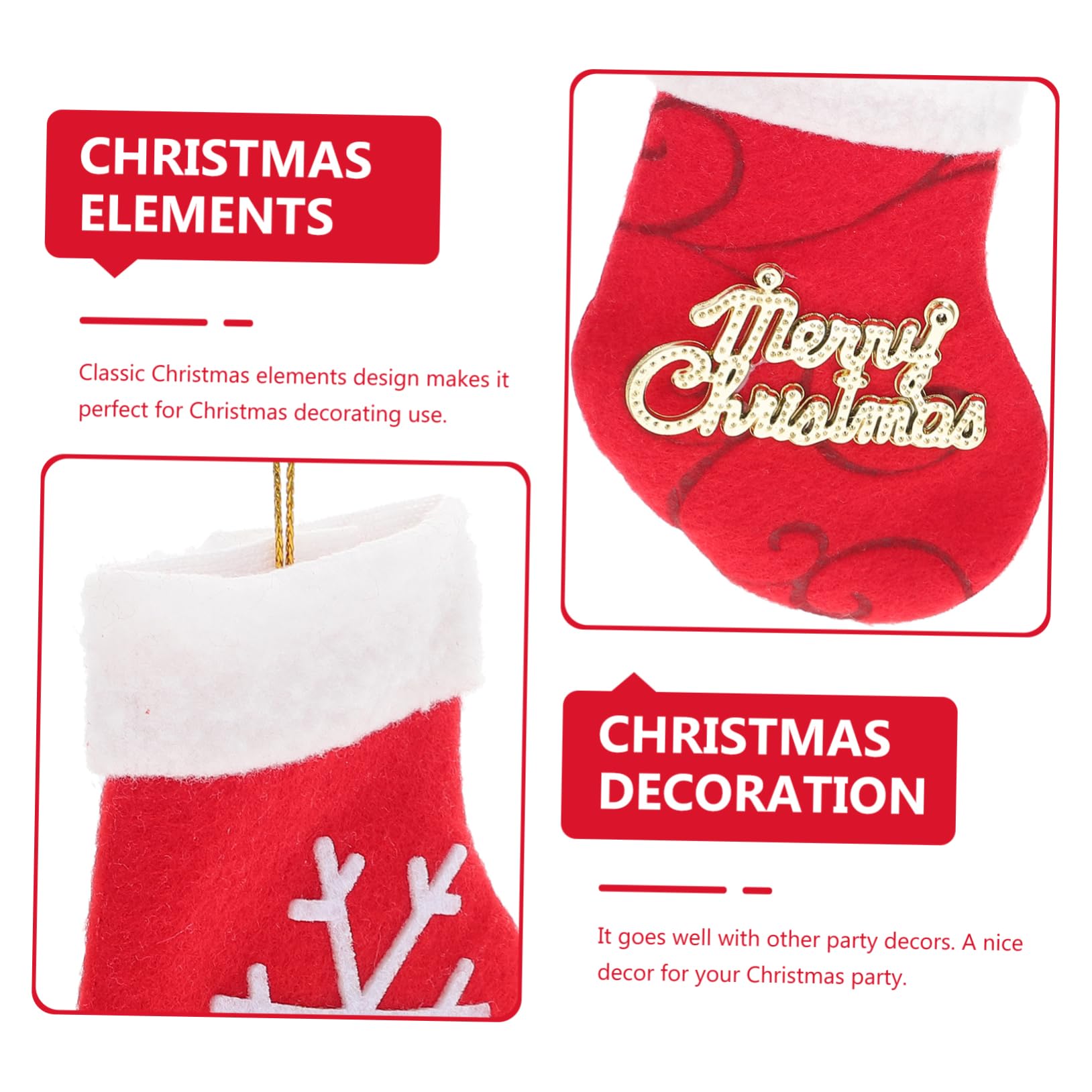 Cabilock 4 Sätze Weihnachtsstrumpf Ornamente Baumdekoration Mini Weihnachtsstrumpf Weihnachtsstrümpfe Fee Hortensienlichter Weihnachtsstrümpfe Weihnachtsspielzeug 16 Stück * 4
