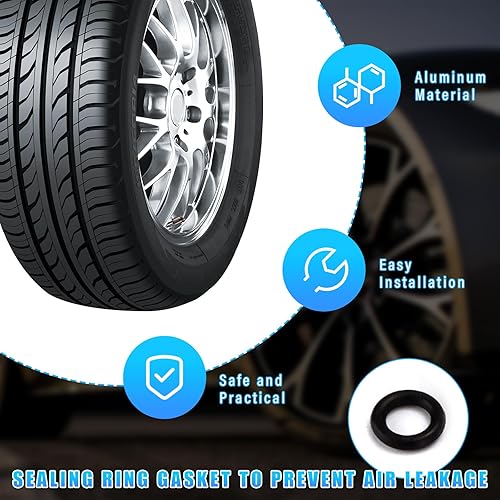 Miniatura 4 de Dickno 4 tapones para válvulas de neumáticos de automóvil, cubiertas antirrobo para válvulas de rueda automáticas con sello de goma O, cubierta