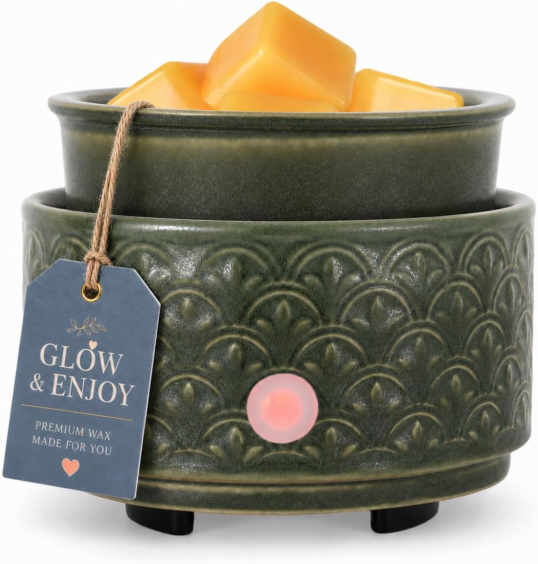 Ceramic Wax Melt Warmer - 3-in-1Electric Wax Warmer-Fragrance Candle Burner for Scented Wax Tarts and Essential Oils - Wax Melts as Gifts for Moms Grandma Women Girls（Green）…
