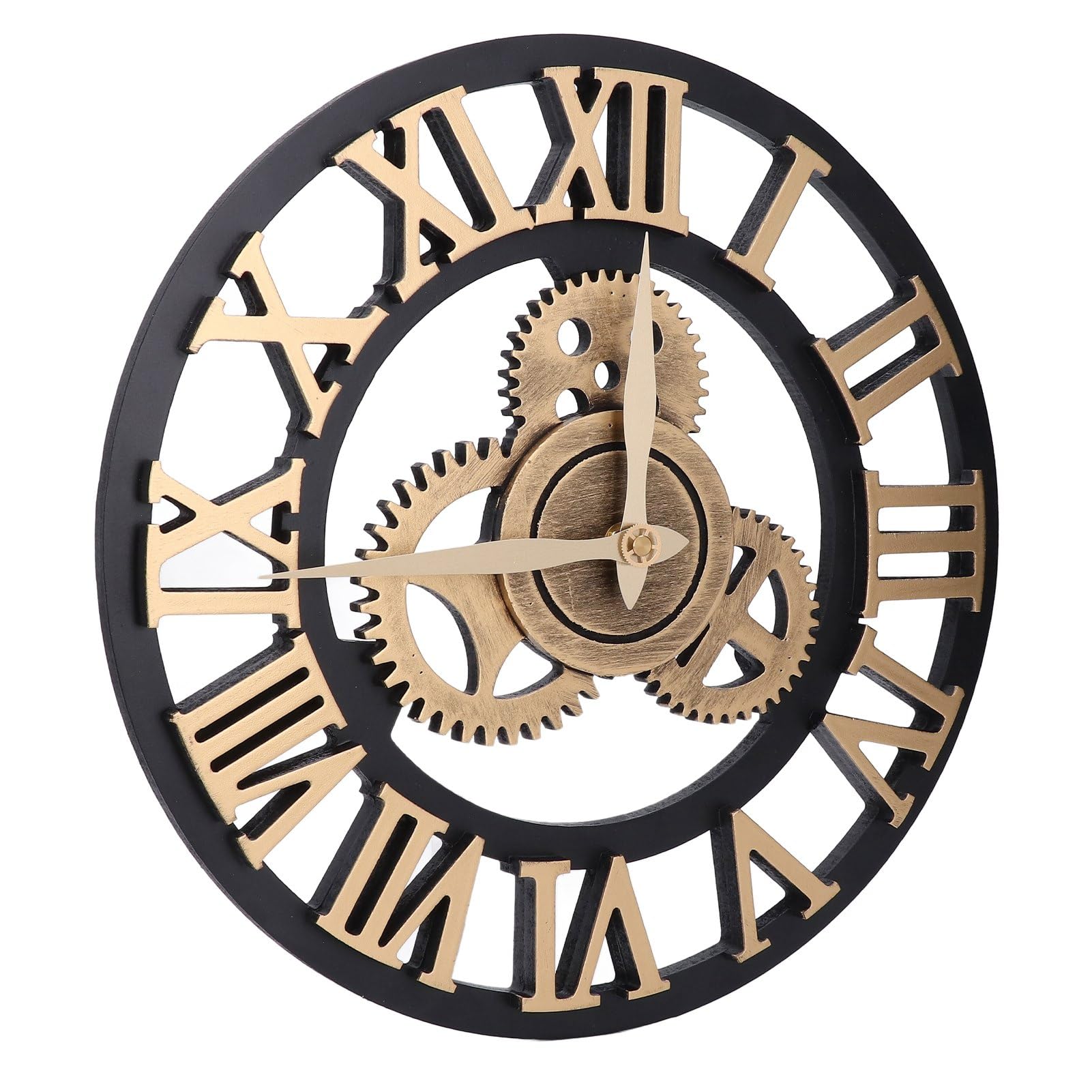 Reloj de pared retro 3D grande de 34 cm con engranajes de madera vintage con números de estilo industrial, reloj de pared con engranajes móviles, reloj de pared para el hogar, sala de estar