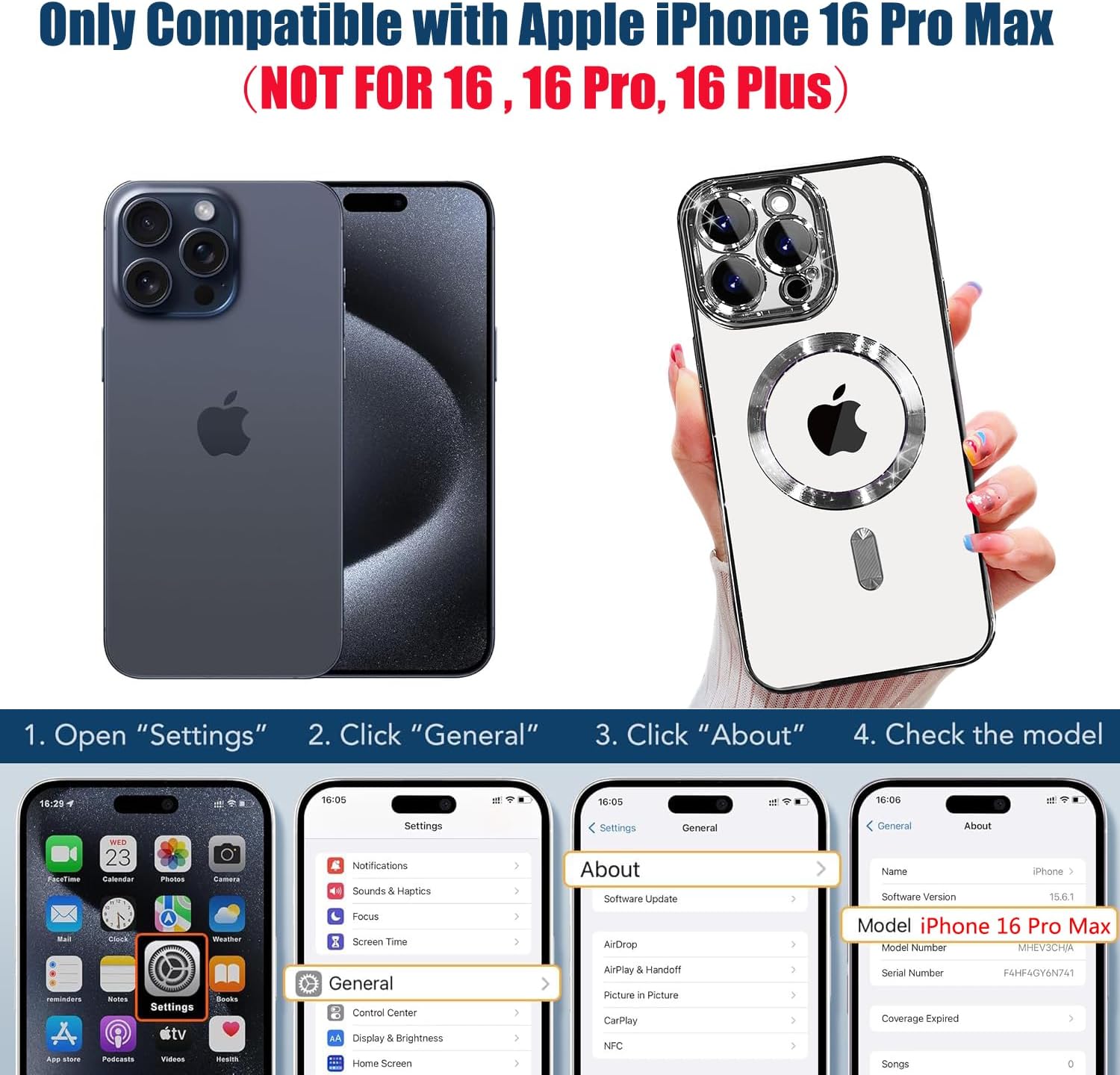 Misscase for iPhone 16 Pro Max Case with Privacy Screen Protectors,[Camera Lens Protector] Clear Magnetic Luxury Plating Case Compatible with MagSafe Elegant Anti-Scratch Case Cover Silver - Image 2