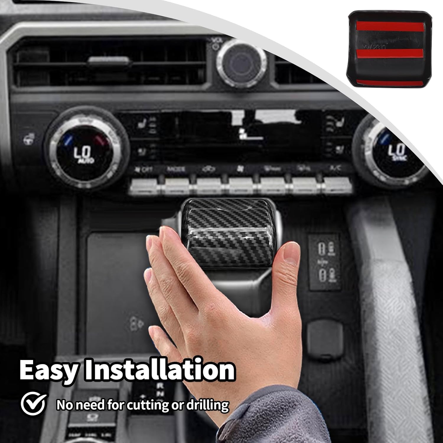 JWWY Gear Shift Knob Shifter Lever Knob Cover Trim Fit for 2024-2025 Toyota 4runner Interior Accessories Carbon Fiber