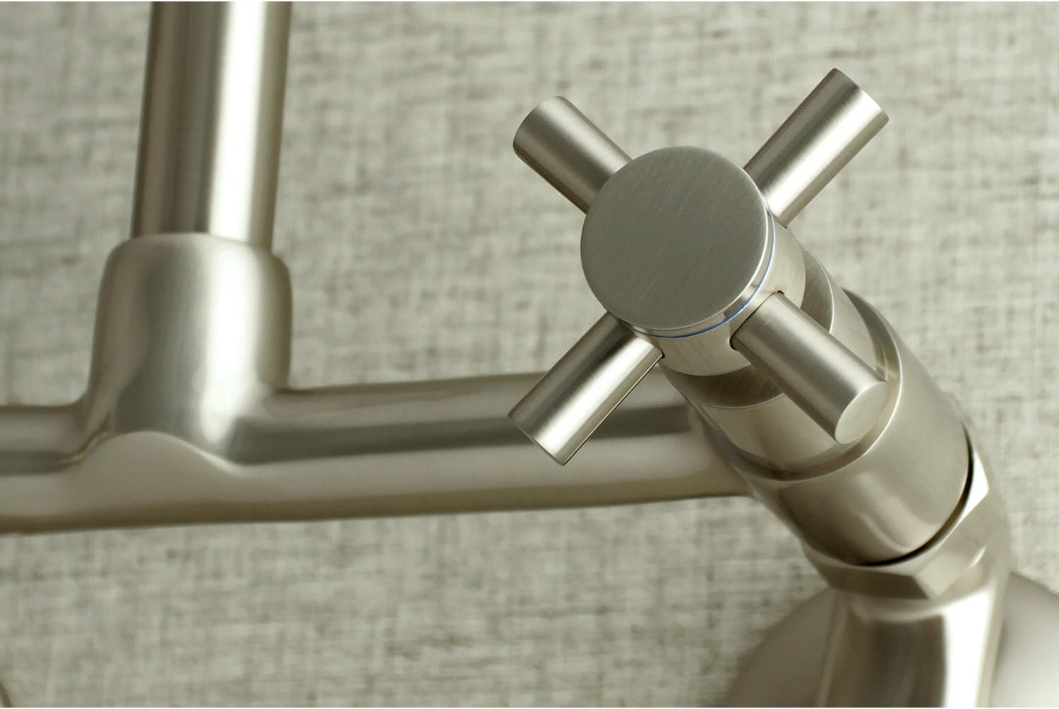 Super Sale 🛒 Kingston Brass KS413SN Concord Wall Mount Kitchen Faucet, 6-11/16 in Spout Reach, Brushed Nickel