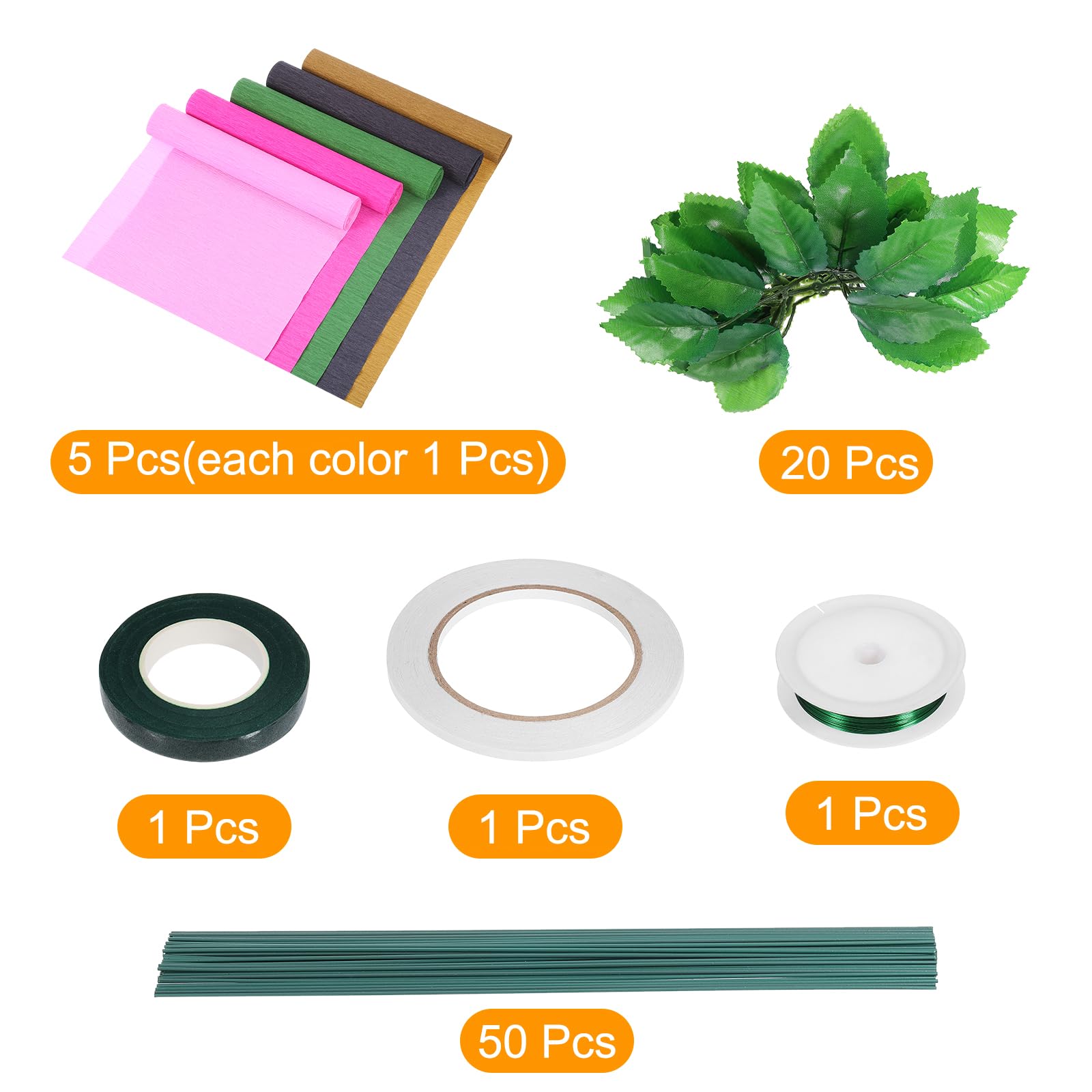 QUARKZMAN 5 Colori Carta per Fiori Creazione 8,2ft x 10 Colorato Crepe Kit