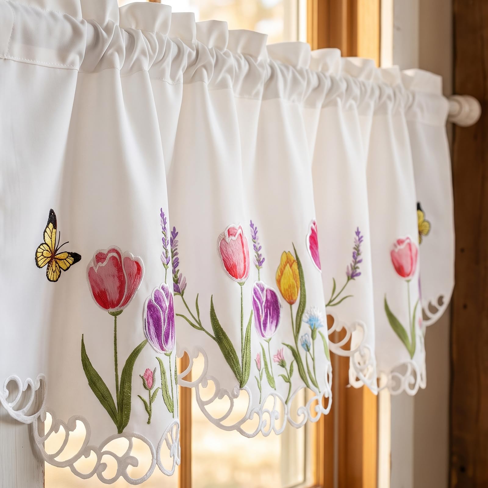 Molaxhome Beautiful Dazzling Embroidered Window Valance for Kitchen Decor — image 1