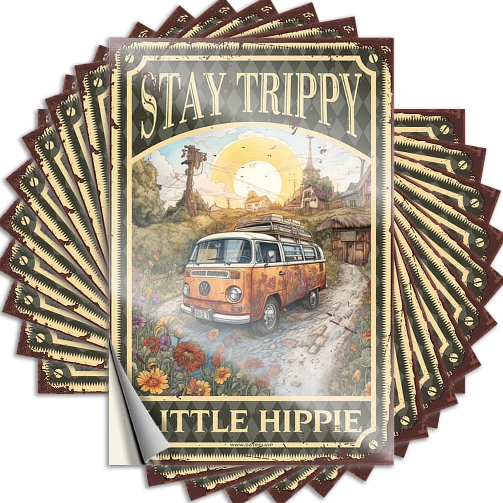 Tattoo Bedroom Door Decor Custom Stickers, Cover Waterproof Stay Trippy Little Hippie for Hydro Flask | Glitter Vinyl Decals for Bike Holiday Gift(8X12CM)