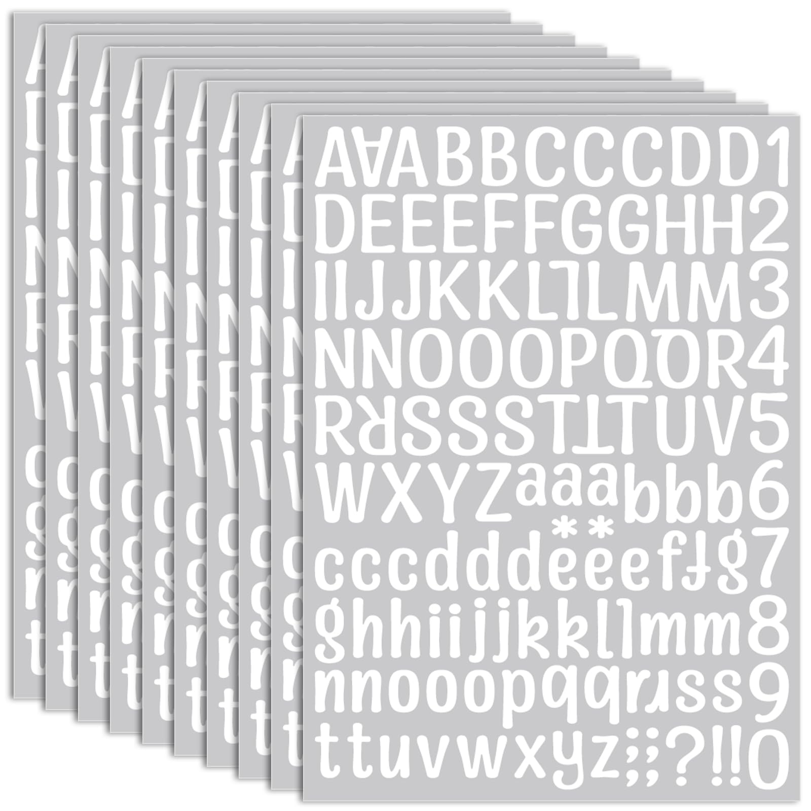 10 Sheets Small Letter Stickers - 1 Inch Art White Vinyl Self Adhesive Alphabet Number Stickers Stick on Letters for Arts Crafts Outdoor Sign Wall