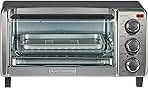 BLACK+DECKER 4-Slice Convection Oven, Stainless Steel, Curved Interior Fits a 9 inch Pizza, TO1313SBD