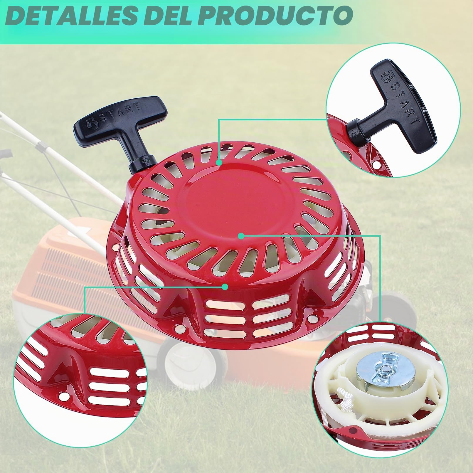 Adefol Arrancador de Retroceso para Honda GX120 GX160 GX200 GX140 5.5HP 6.5HP, Arrancador + Taza de Arranque + Puños + Cordón + Tornillos Accesorio de Motor Kit 12 en 1