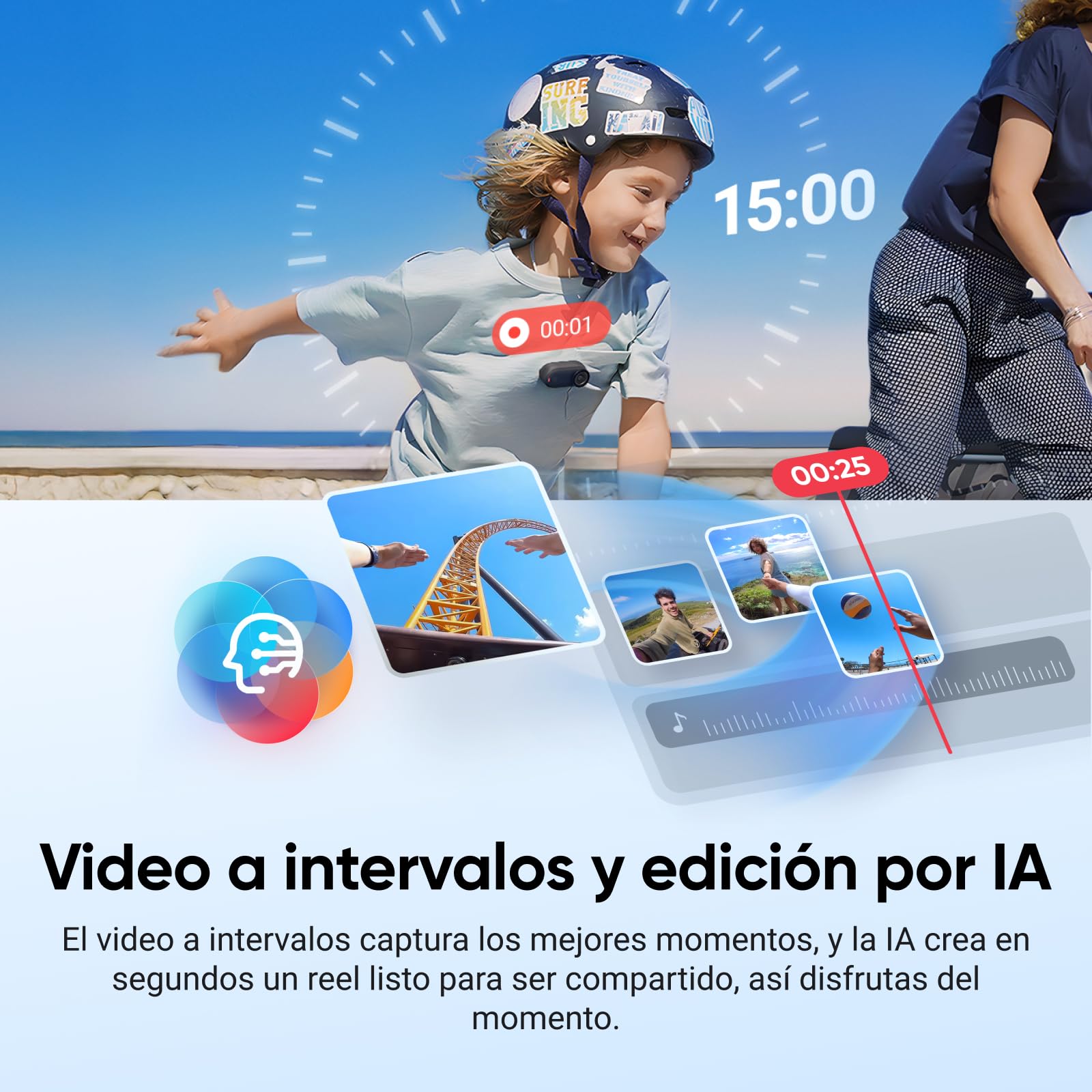 Insta360 GO 3S Kit de Viaje - Cámara Vlogging 4K, POV Manos Libres, Móntala Donde Quieras, Estabilización, 140 Min de batería, Impermeable 10 M, Edición IA, Apple Find My, Vlog, Viajes, Negro