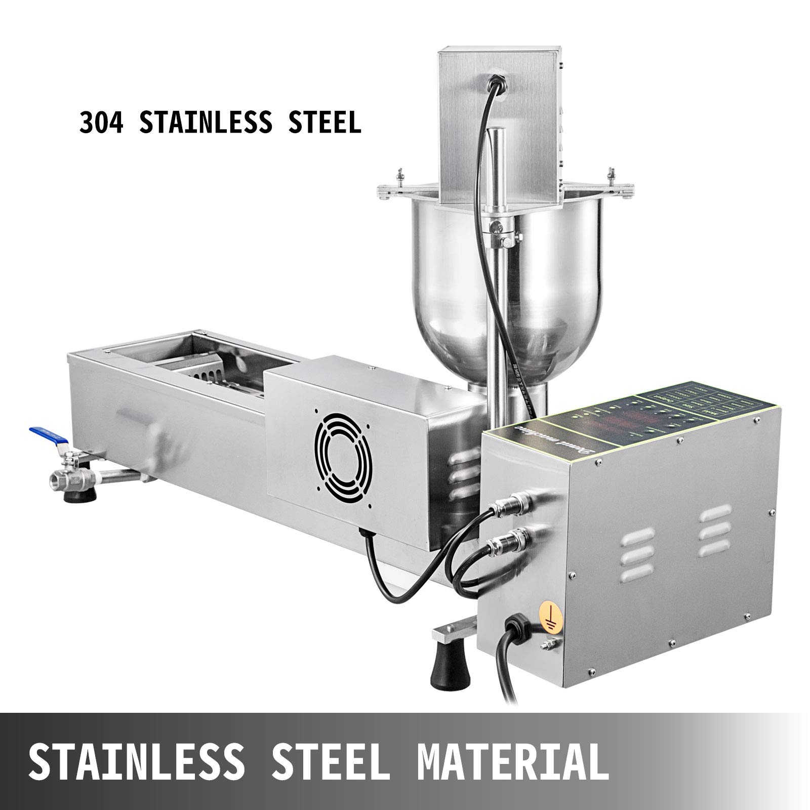 VEVOR Automatische Donut-Herstellungsmaschine, 7L, Kommerzielle Donutmaker, Donutmaschine, Donut Maker Maschine, aus Edelstahl 304, 3 Größen von Donutformen, Vollautomatisch, Intelligente Steuerung