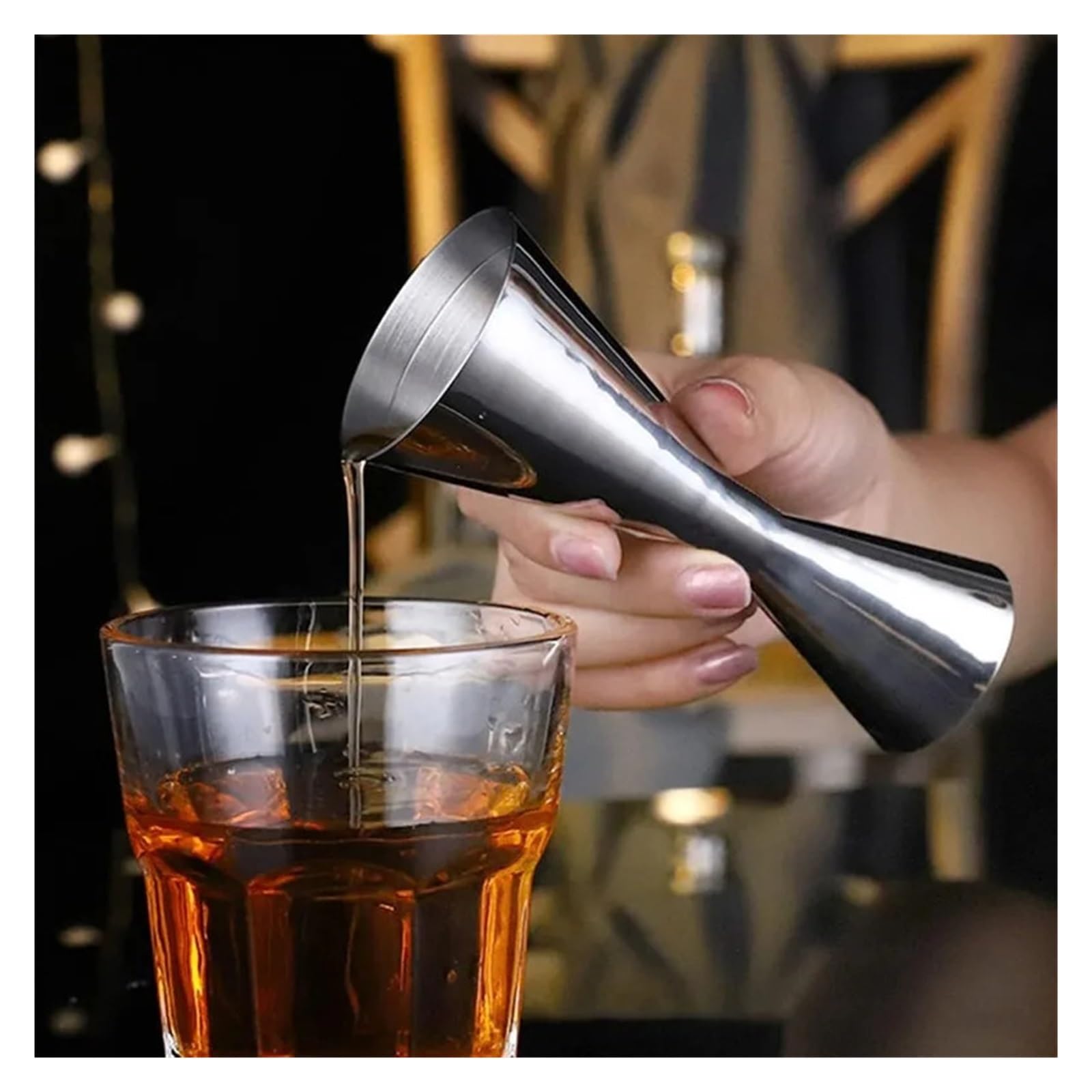 Jigger 2 STÜCKE Doppel-Cocktail-Messbecher, Edelstahl, Messbecher, Doppelkopf, Bar, Party, Wein, Cocktail-Shaker for Bar, Zuhause, Barkeeper, Party, Getränk(45 60 ml)