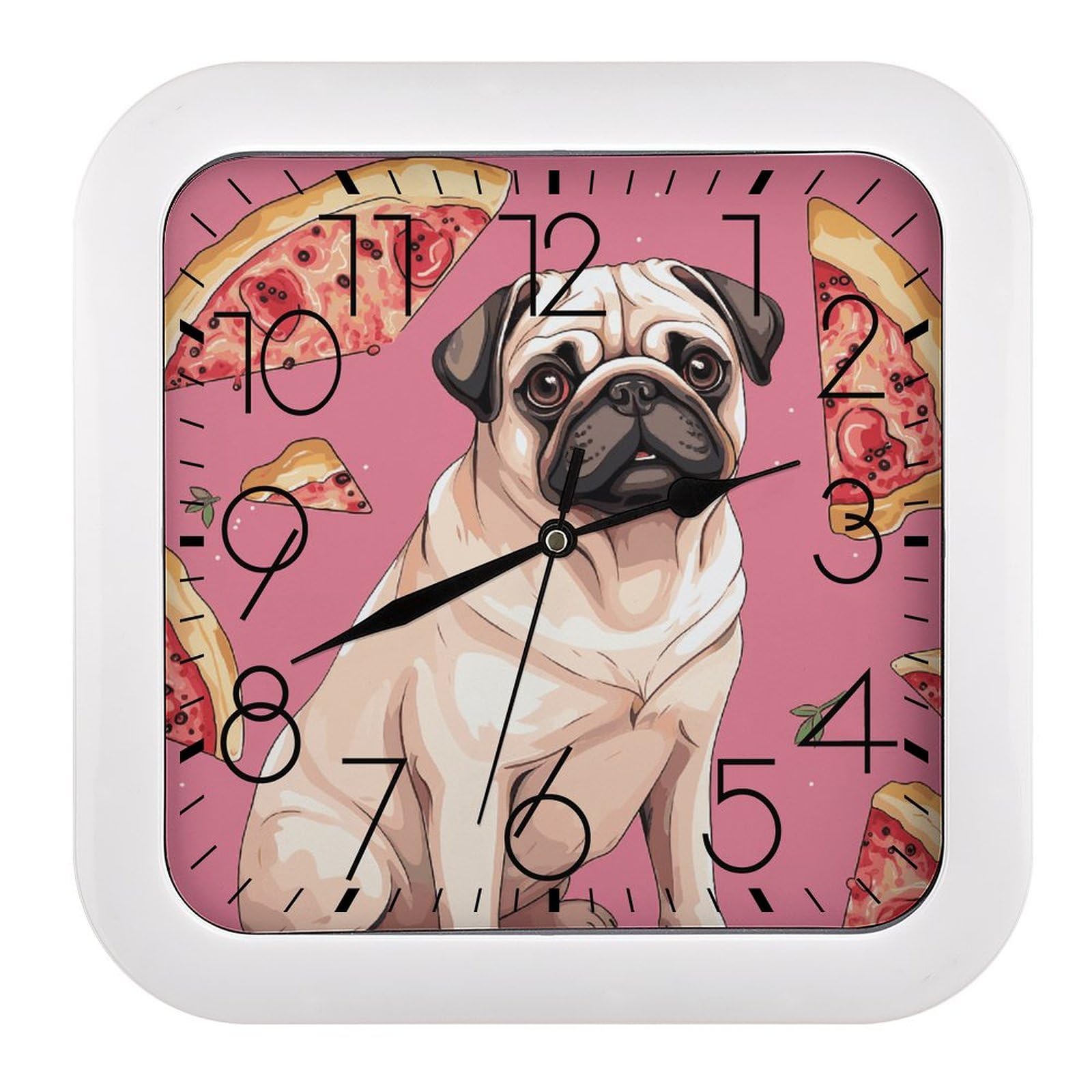 Horloge murale carlin rose carrée 25cm silencieuse pour chambre enfant
