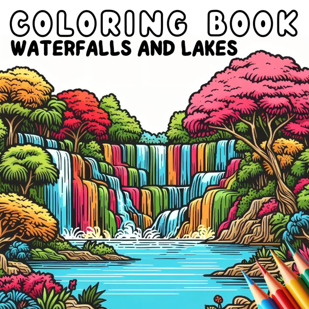 Coloring Book - Anti Stress - Waterfalls and Lakes