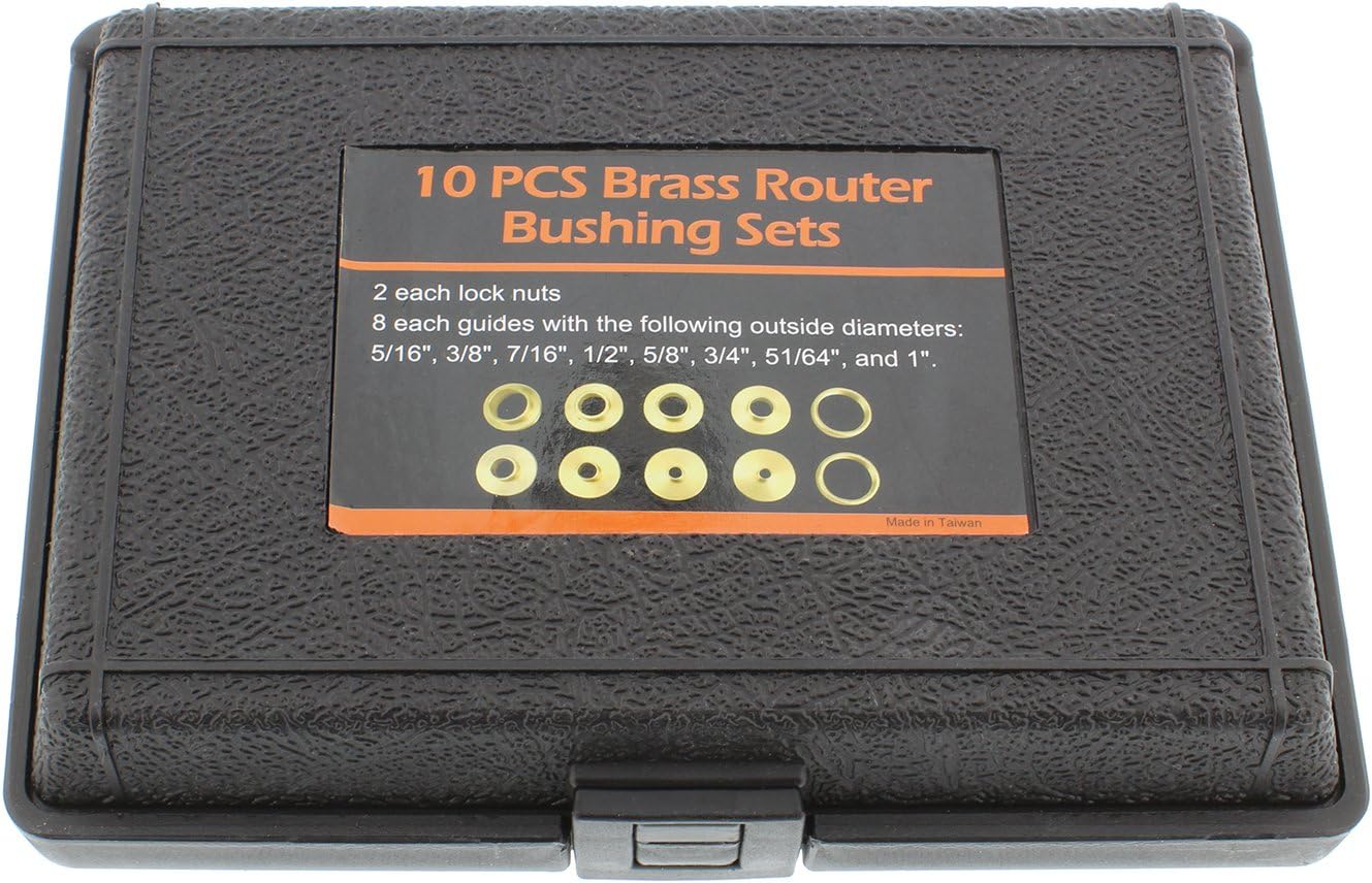 DCT Brass Router Template Guides Bushing 10Piece Set & Black Carrying Case PorterCable Guide