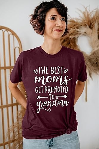 Miniatura 5 de Camiseta de manga corta para mujer, con texto en inglés "Get Promoted to Grandum", camiseta casual de regalo para abuelas