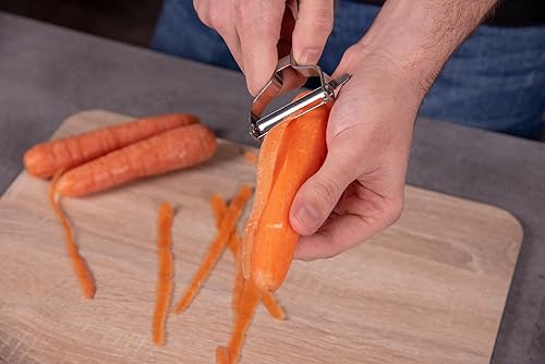 Miniatura 5 de ARCOS Pelador profesional cromado para frutas y verduras. Herramienta de cocina de acero inoxidable de 5.5 pulgadas para corte preciso. Gadget de
