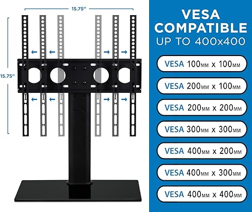 Miniatura 7 de mount-it. Mesa TV, soporte universal y librero de vidrio para medios de comunicación AV, soporte universal de montaje para TV, se ajusta a