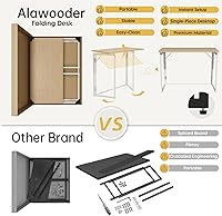 Vista 9 de Escritorio plegable – Escritorio plegable con parte superior de madera de 31.5 pulgadas para espacios pequeños No requiere montaje, escritorio
