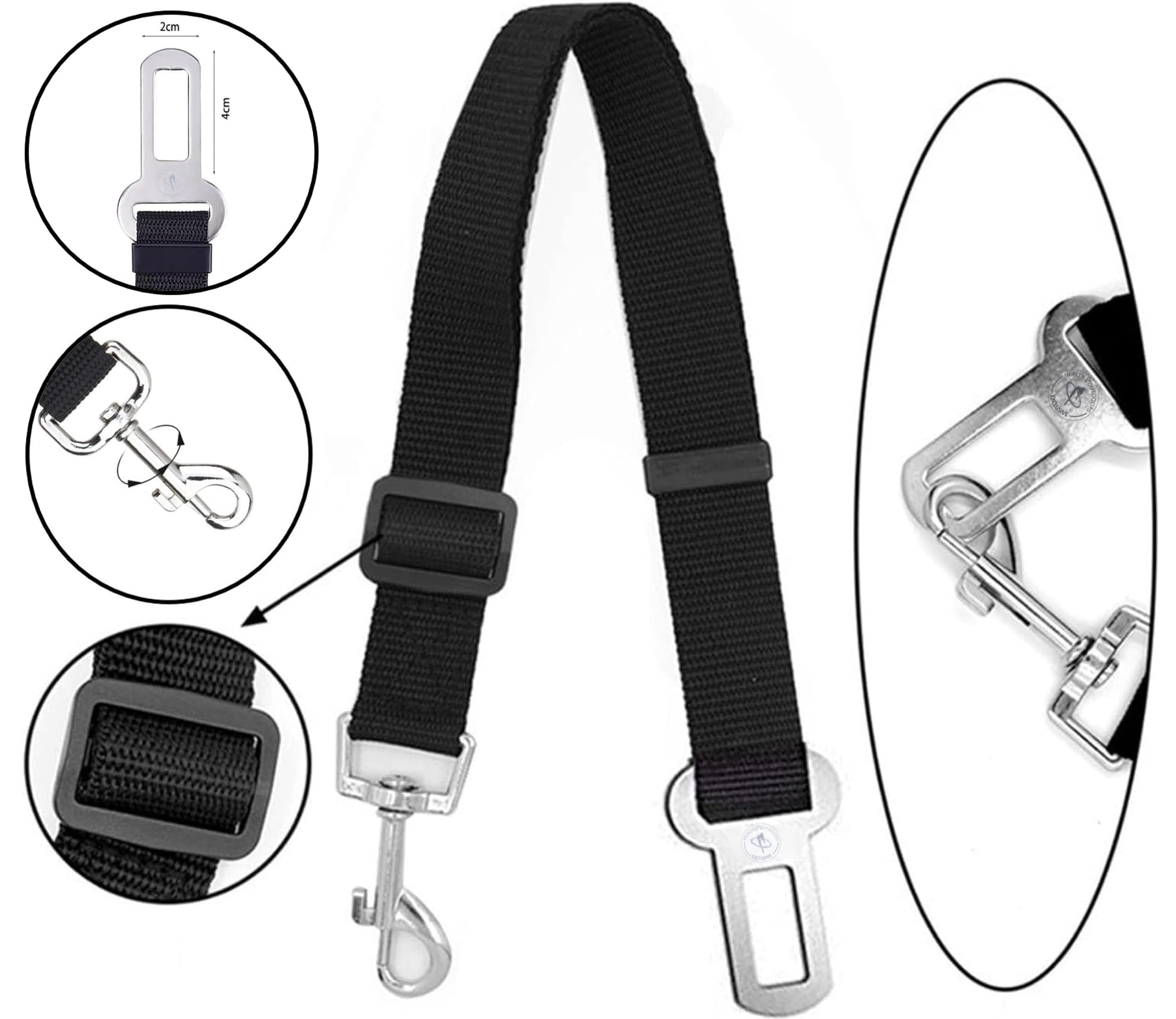 Car Dog Leash - Best Dog Seat Belt (2 Pack) Car Harness Attachment for Dogs - Adjustable Dog Restraints Seatbelts for Cars (17.5in - 26in)