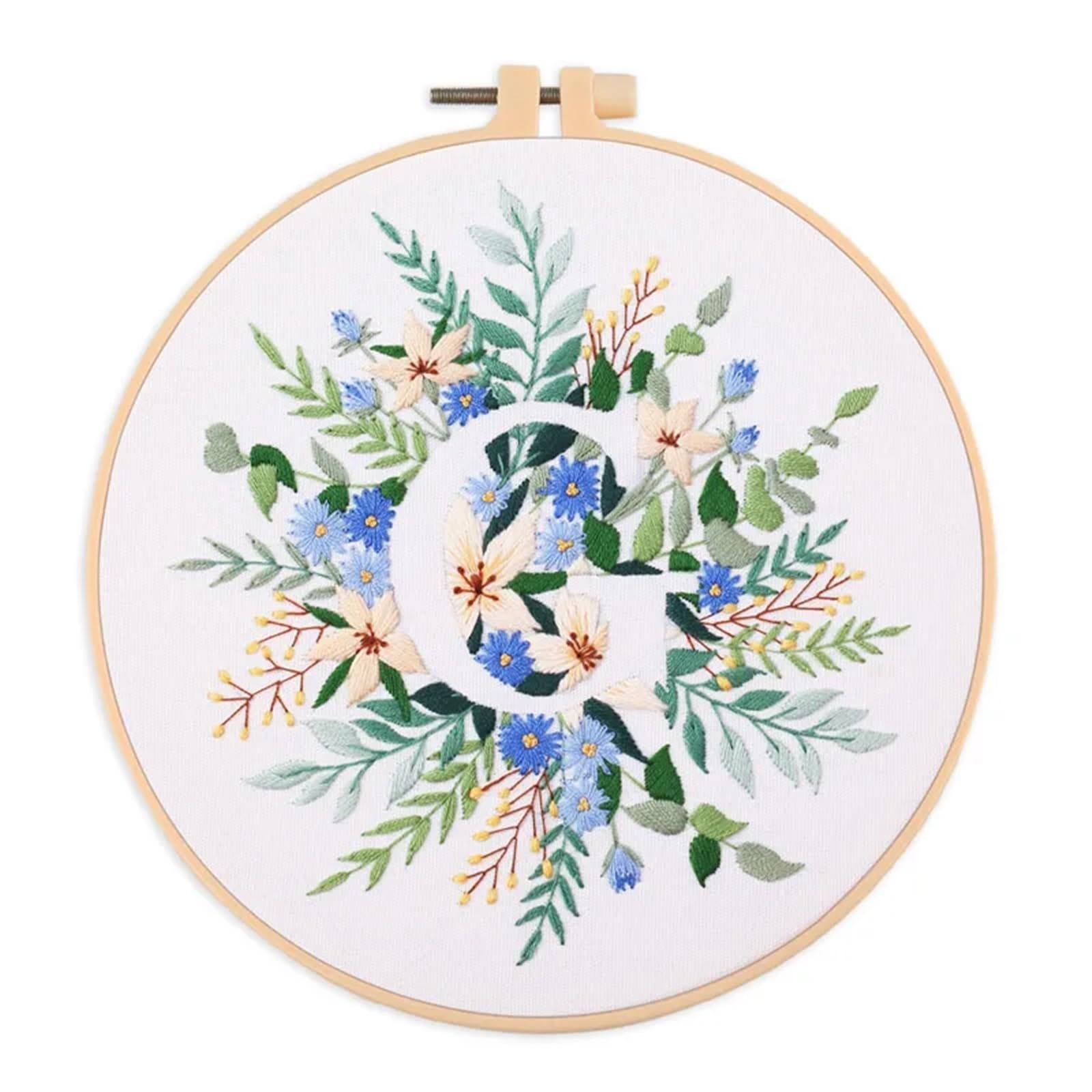 LKLNKVL embroidery, Embroidery Kit， For Beginner And Adults Starter Kit(Color G,With 20cm hoop)